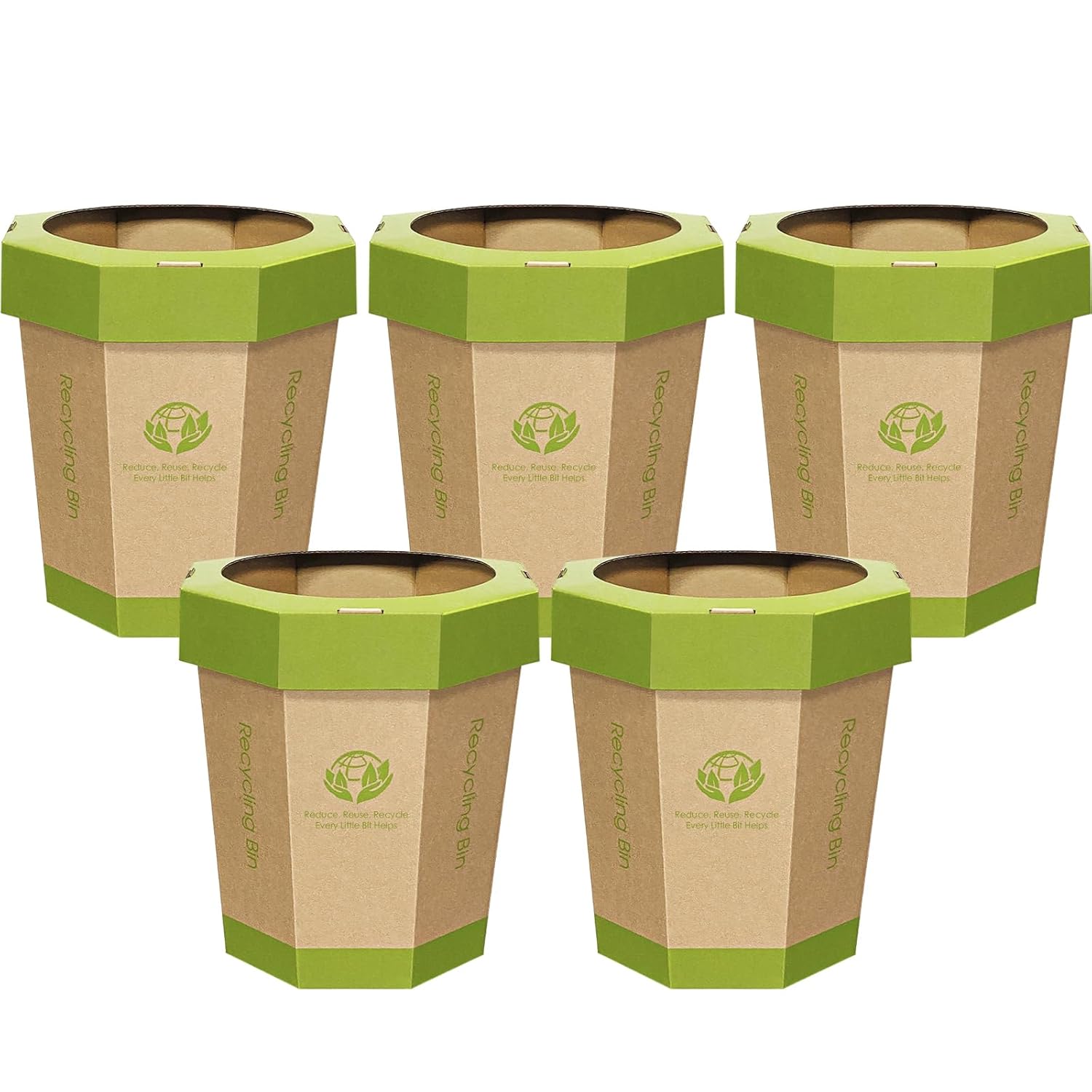QIMATOP 5 Pack Cardboard Trash Cans 3 Gallon Reusable Foldable