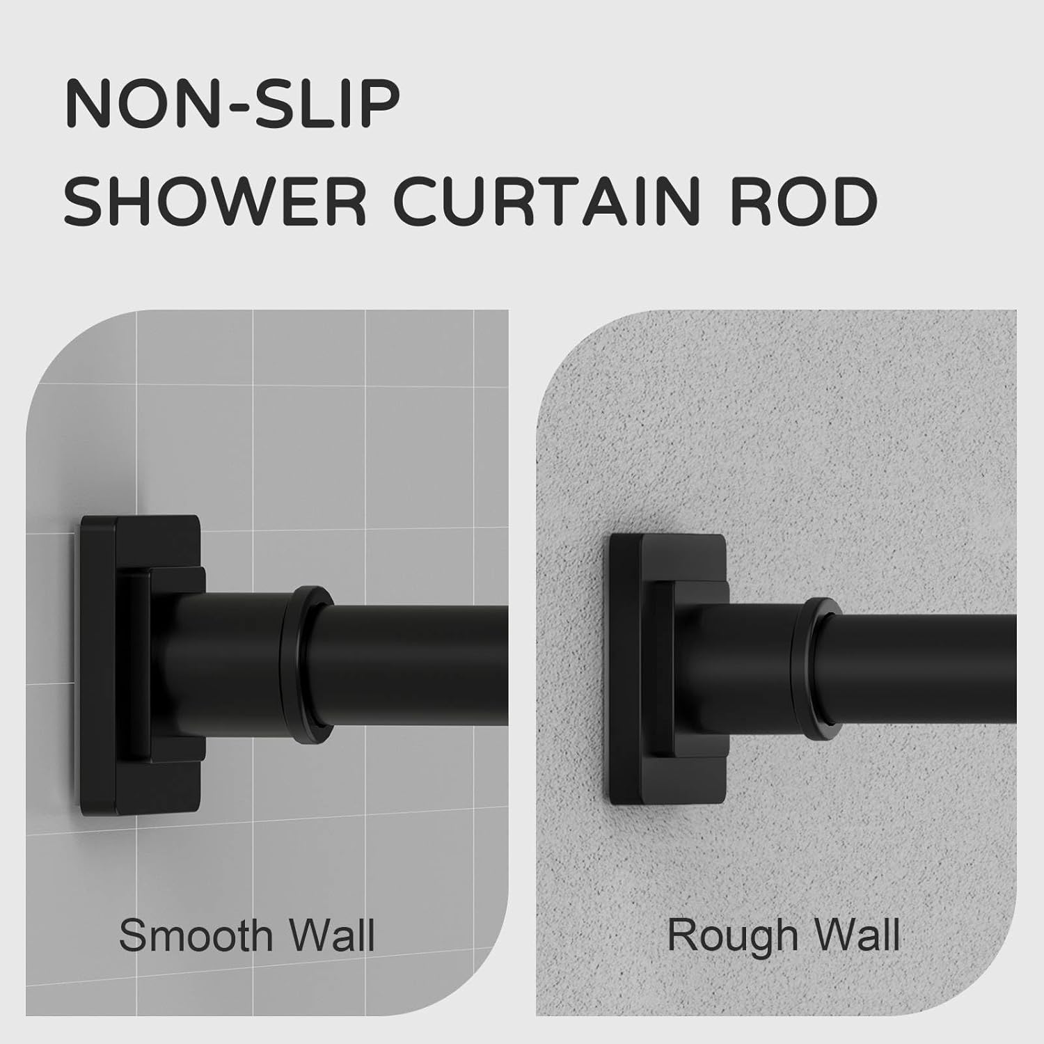Adjustable Black Shower Curtain Rod No Drill 31-79 Inches