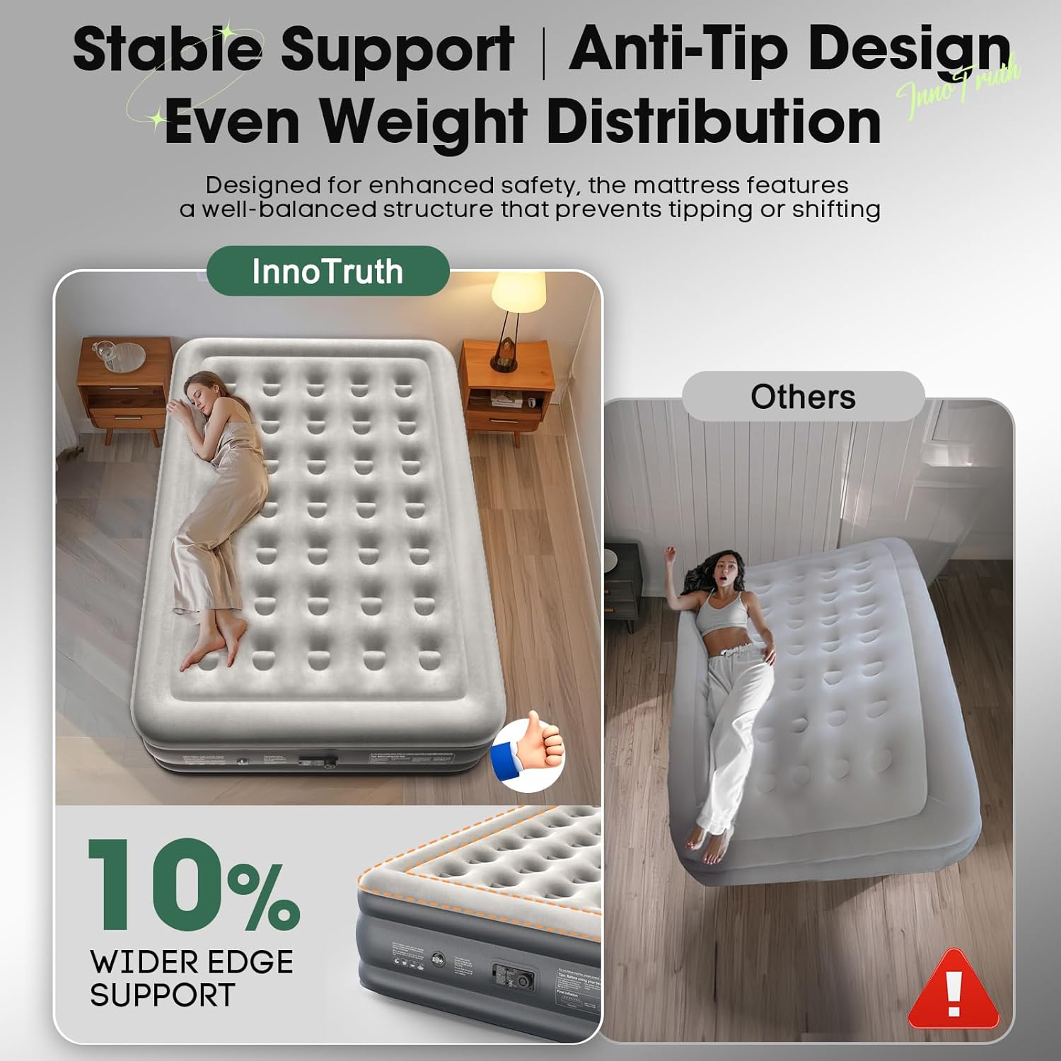 InnoTruth Queen Air Mattress with Built in Pump 18 Raised Colchones 650lb Capacity