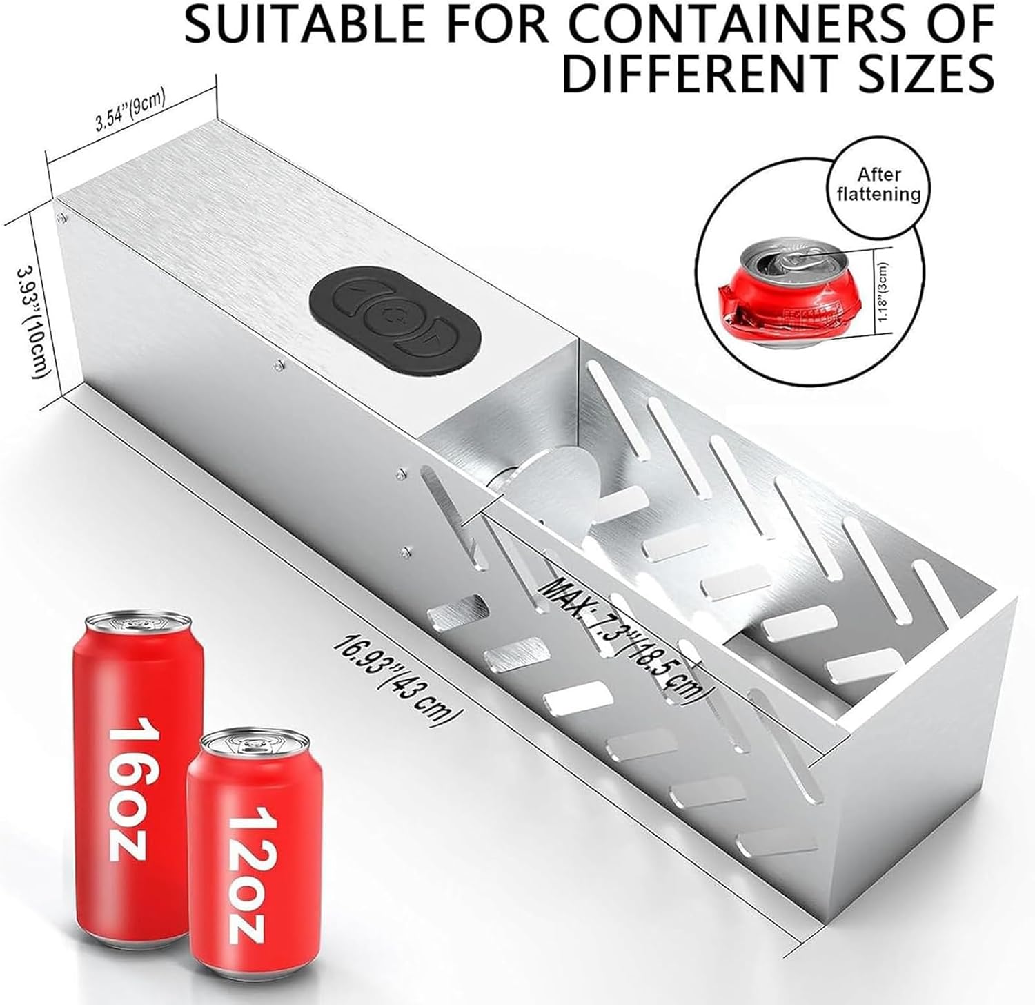 12 16oz Electric Metal Can Crusher with Bottle Opener
