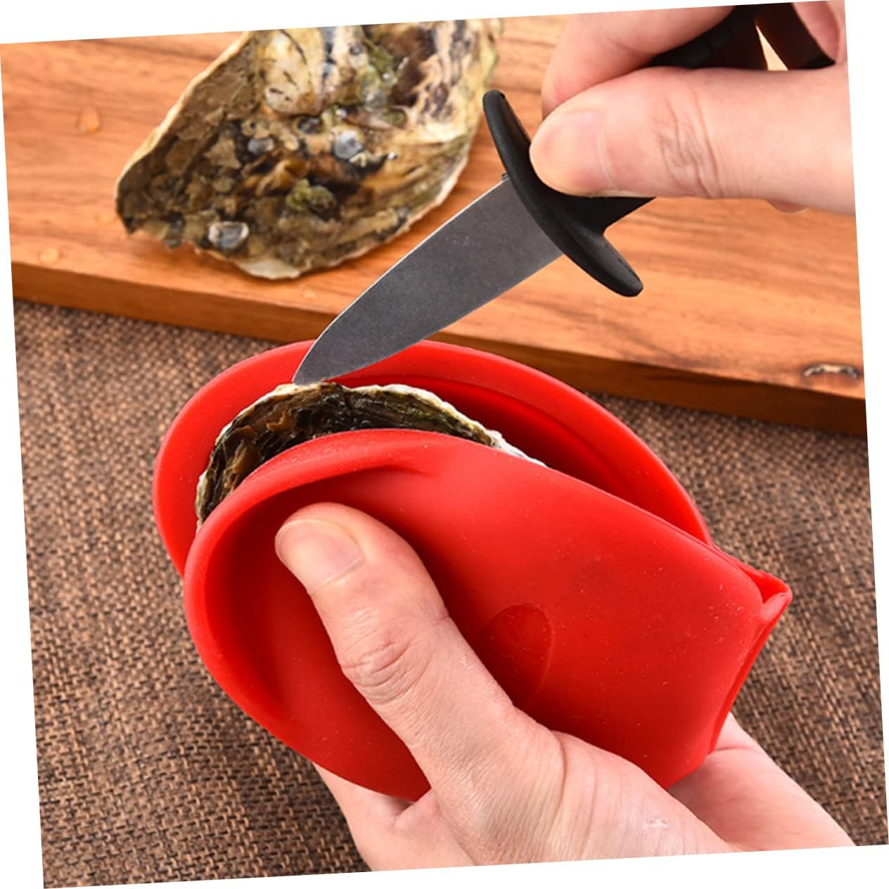 LIFKOME 2 Pcs Oyster Shucking Hand Clips with Silicone Clamps and Seafood Holders