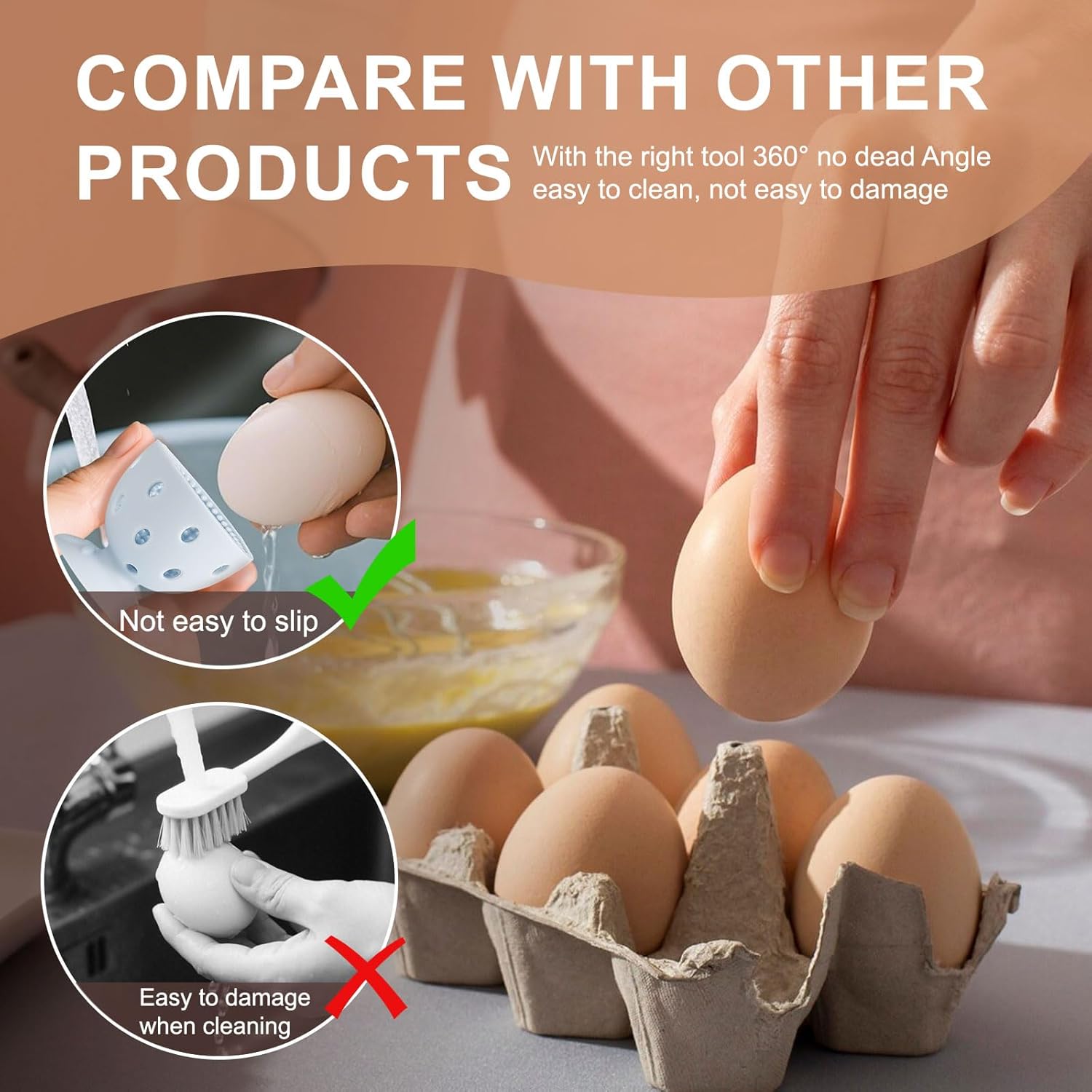 Wonlex Silicone Egg Scrubber with BPA-Free Bristles