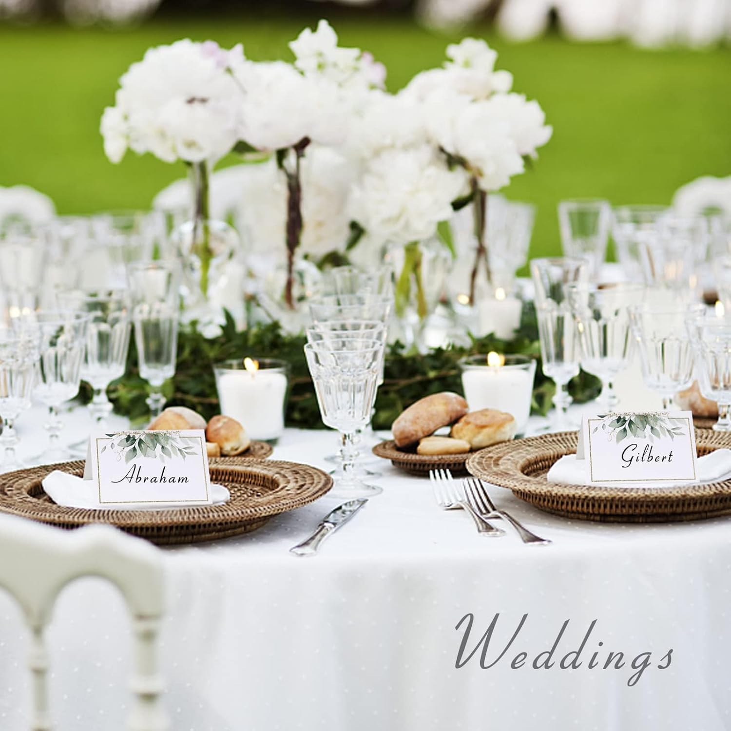 50pcs Green Gold Place Cards for Wedding Baby Shower Birthday Party