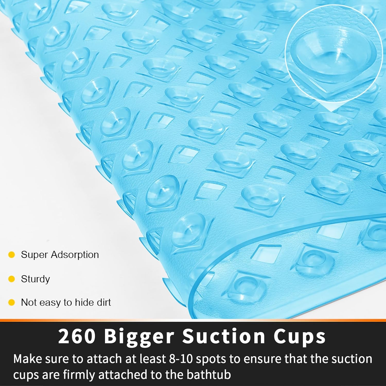 Yimobra Non-Slip Bathtub Mat with Suction Cups and Drain Holes