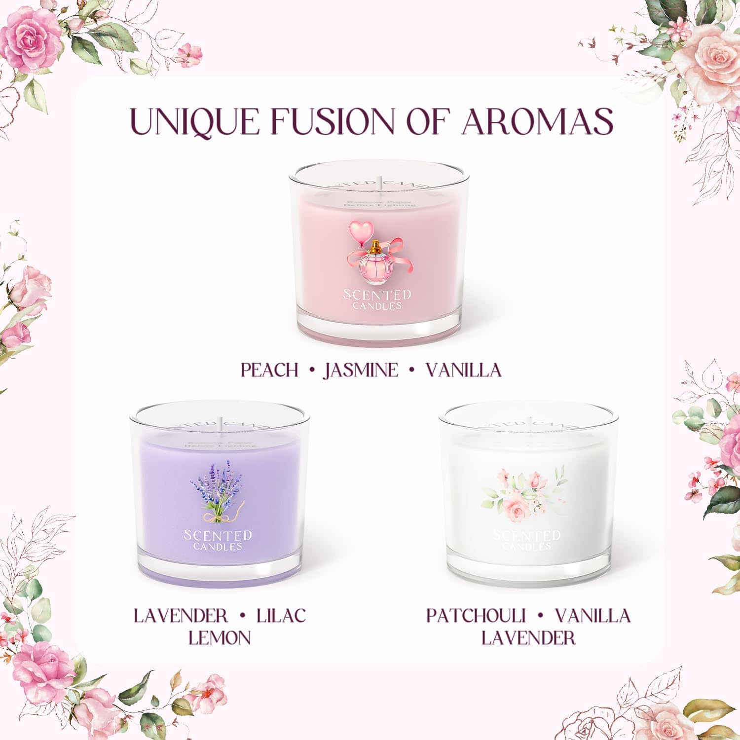 Scented Candle Gift Set with 3 Votive Candles for Stress Relief