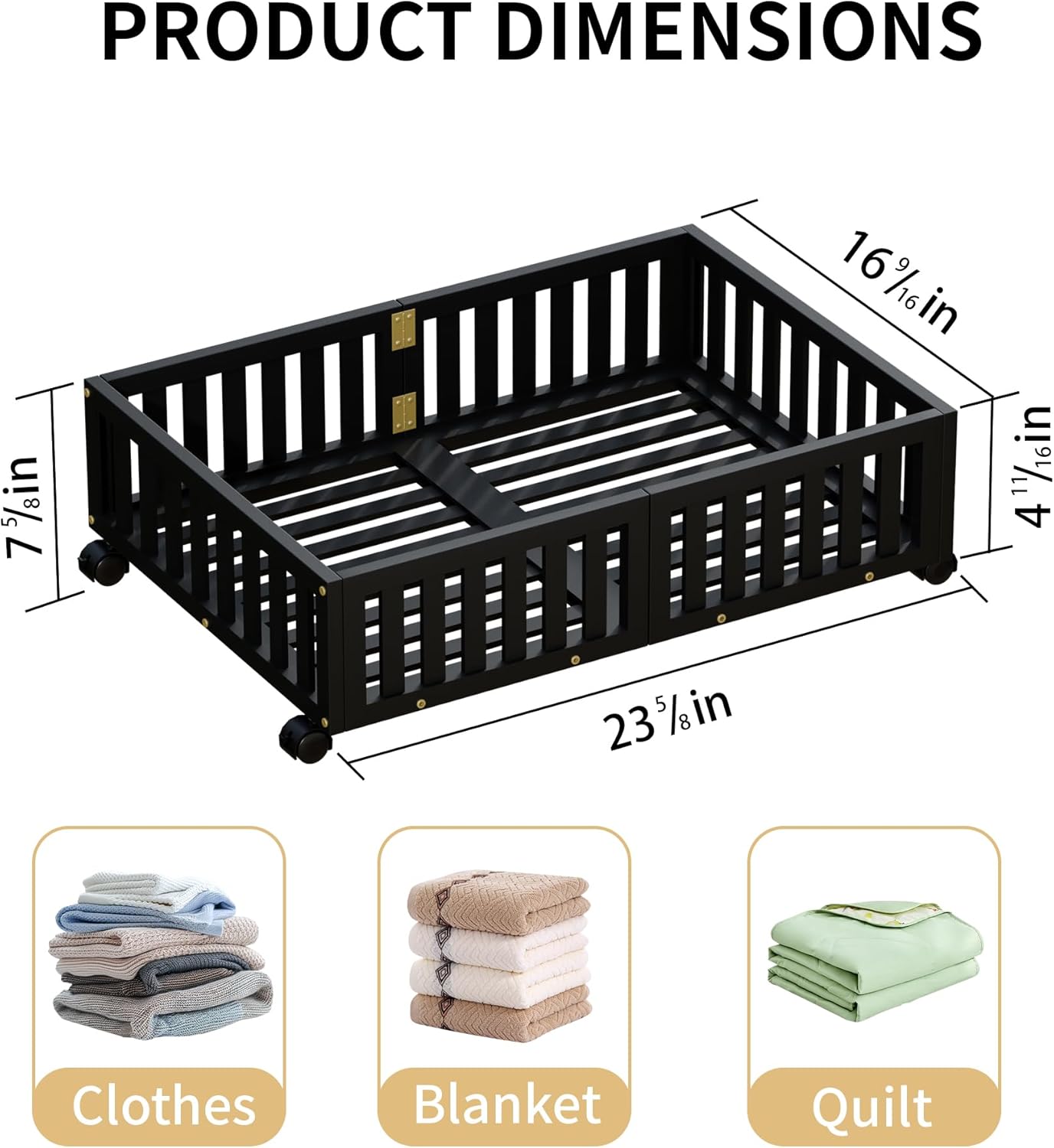 Bamboo Under Bed Storage with Wheels 2 Pack