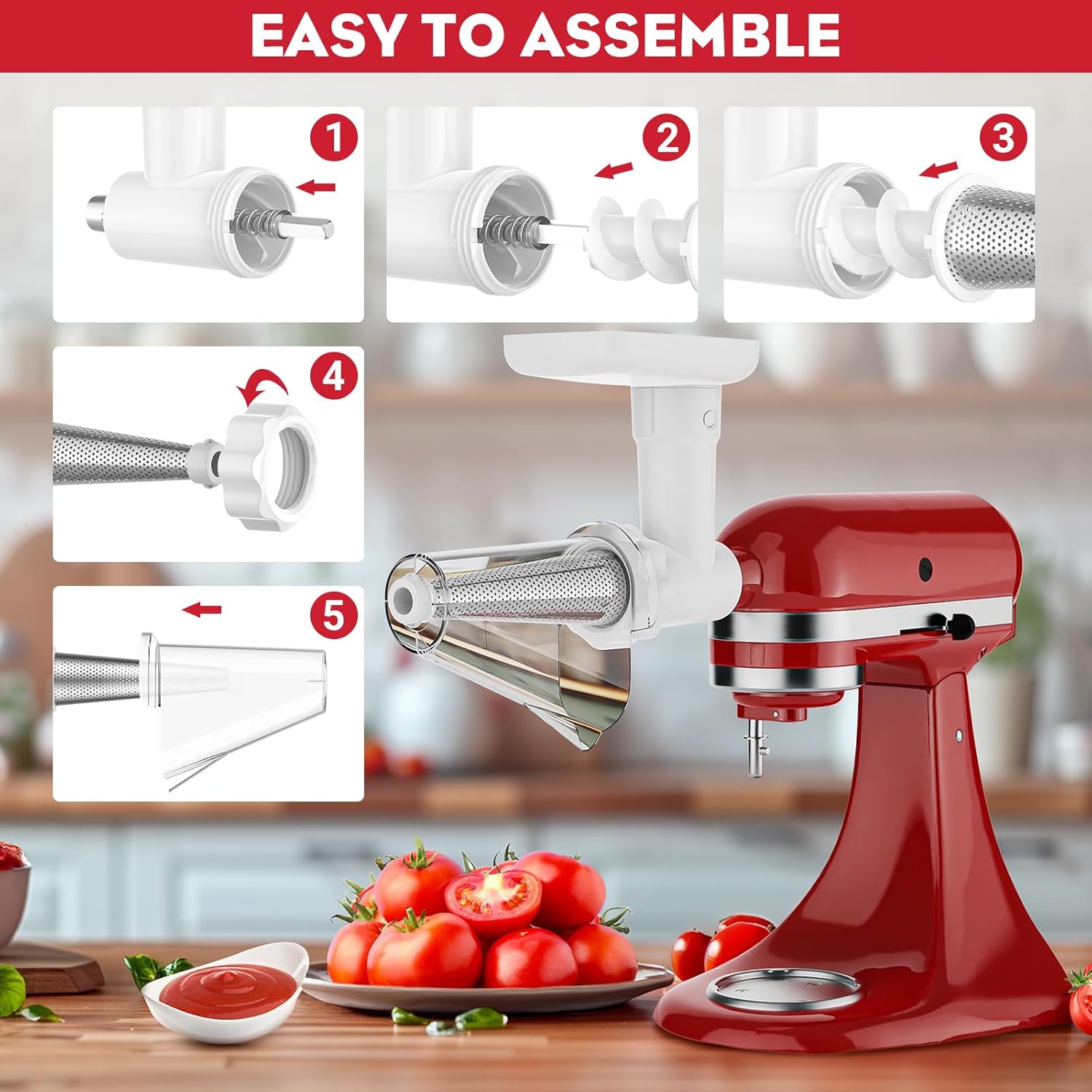 HOZODO Fruit Veg Strainer Meat Grinder for Kitchenaid Mixers