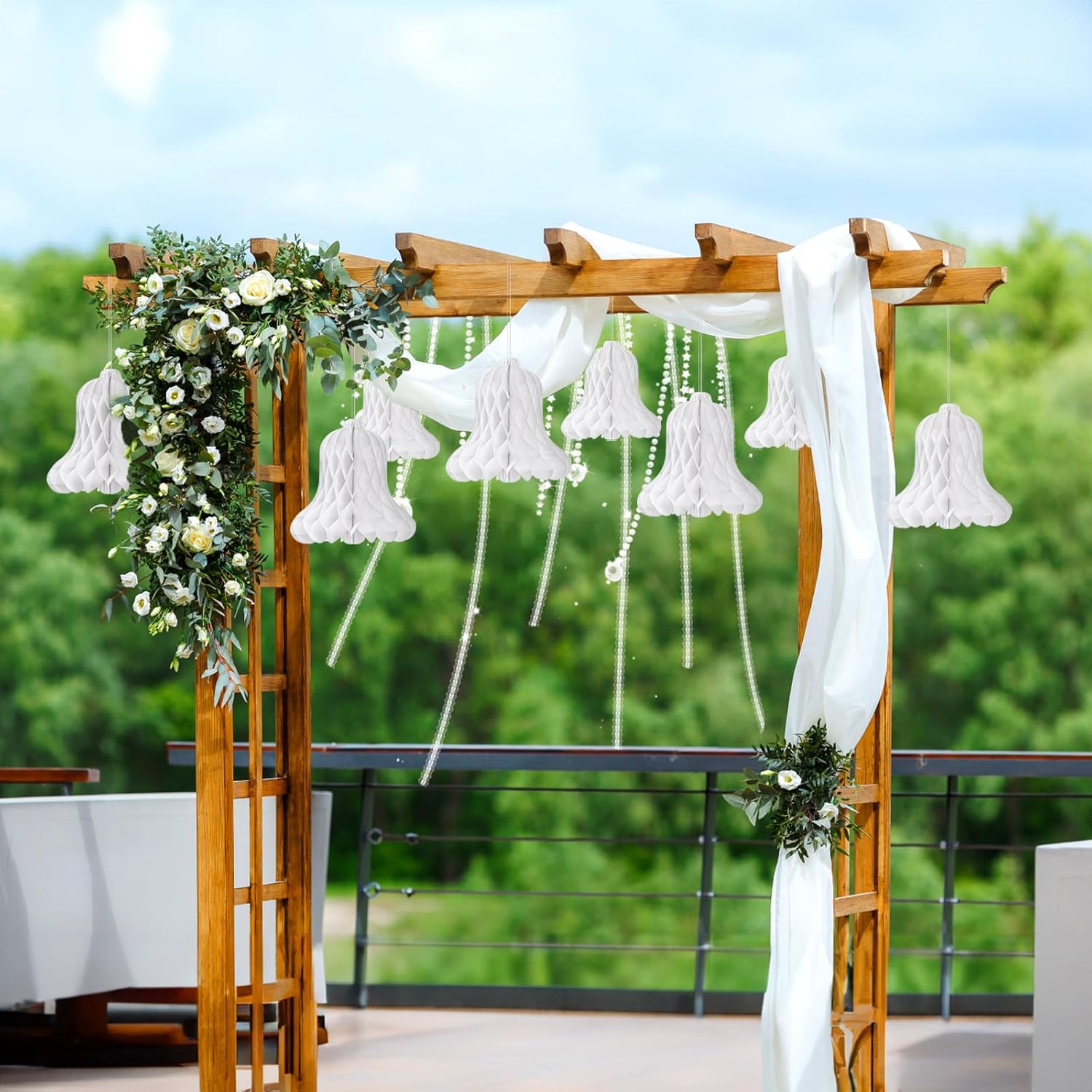 Hiceeden 24 Piece White Paper Wedding Bells Set