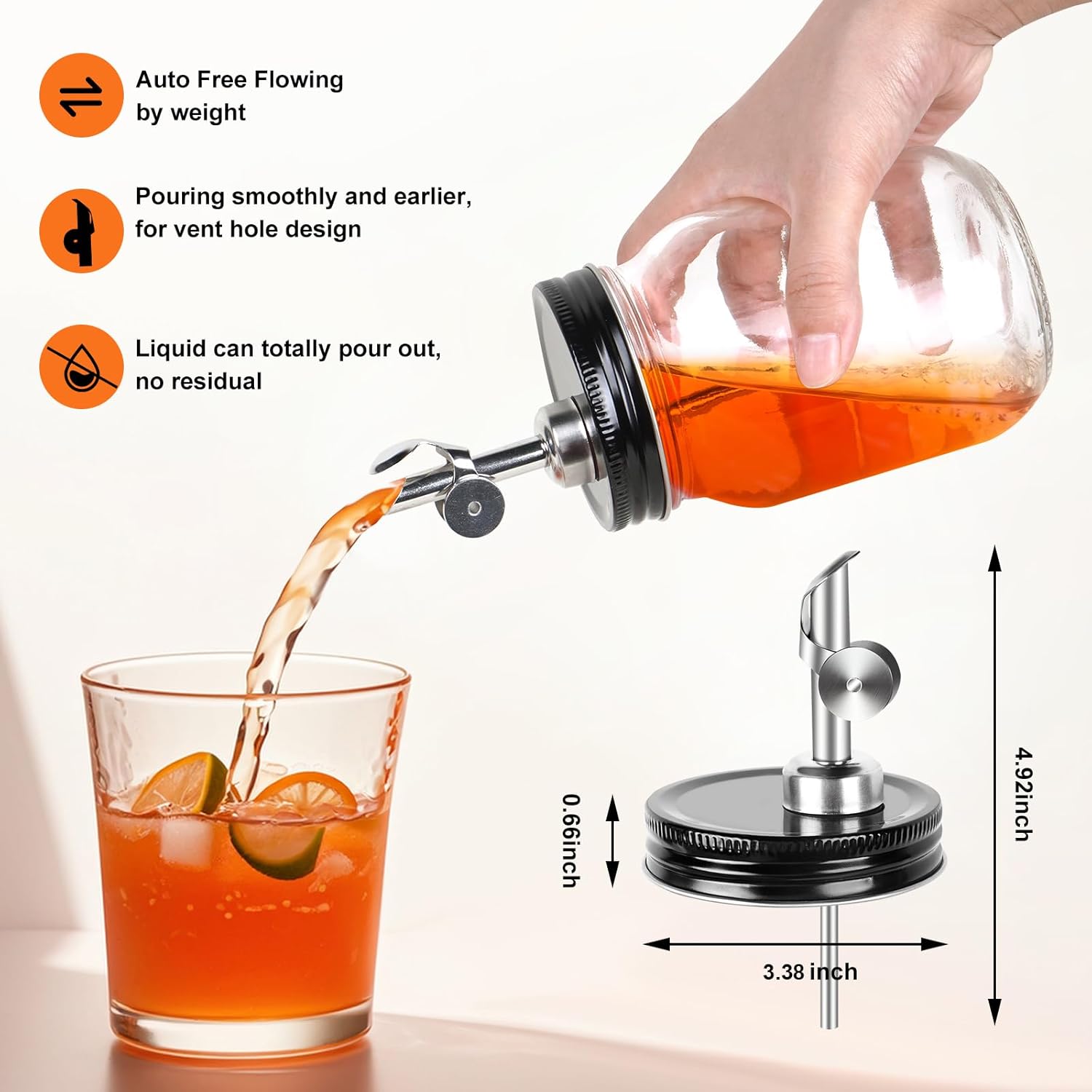 Auto Flip Dispenser Spouts for Mason Jars Black