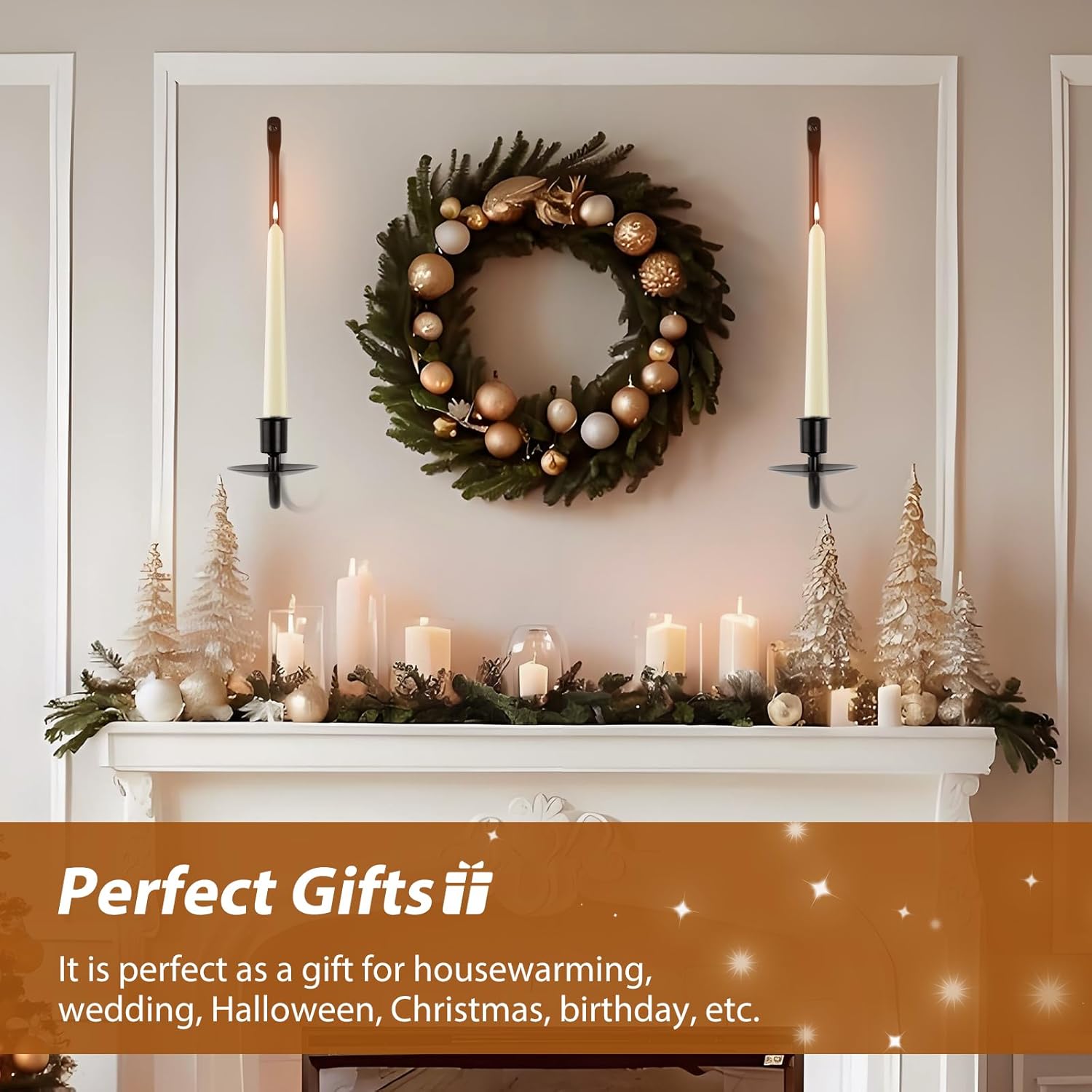 XAROO Candle Sconces Set of 2 Black Wall Mount