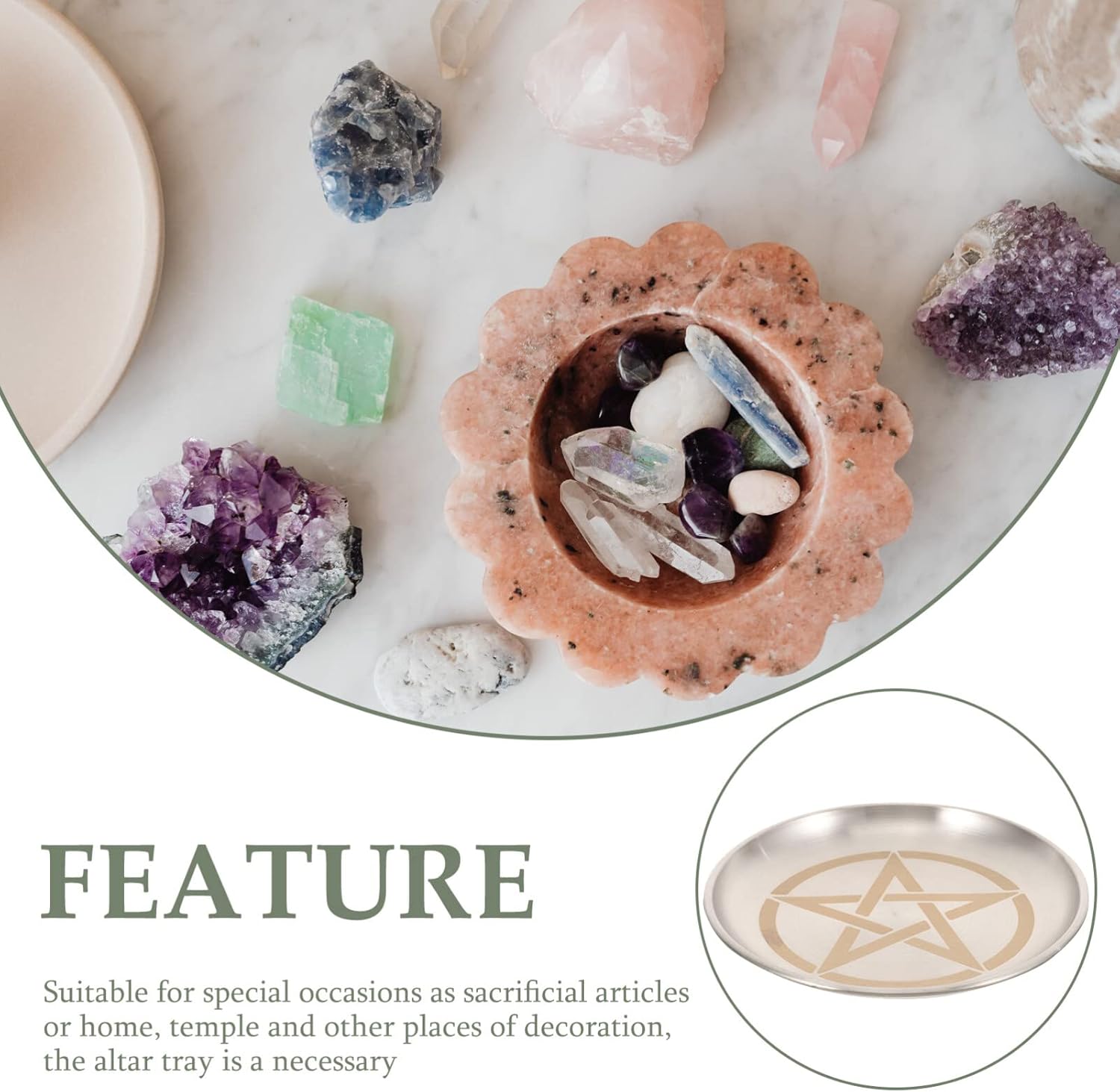 SEWACC Altar Candle Tray with Pentagram Design