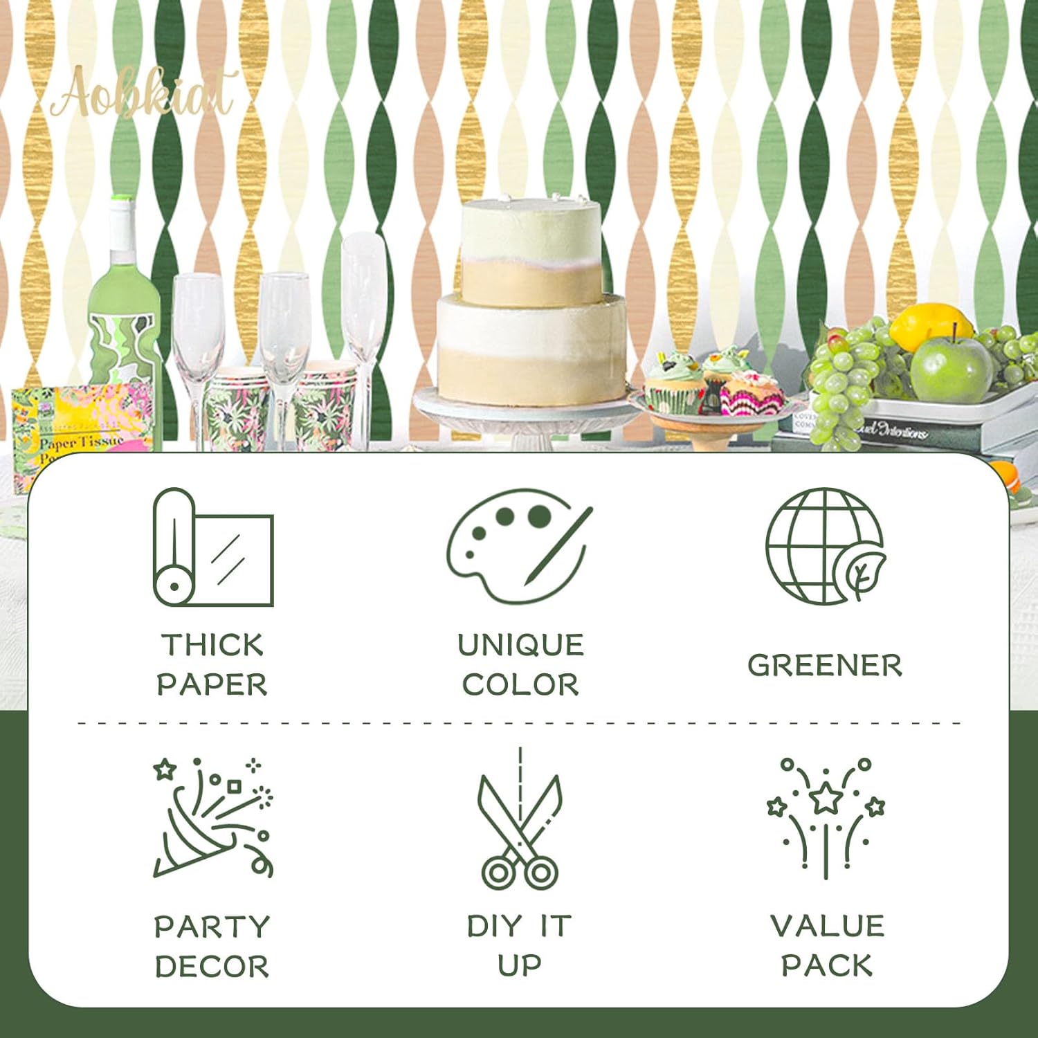 AOBKIAT Wedding Party Decorations 5 Rolls Streamers