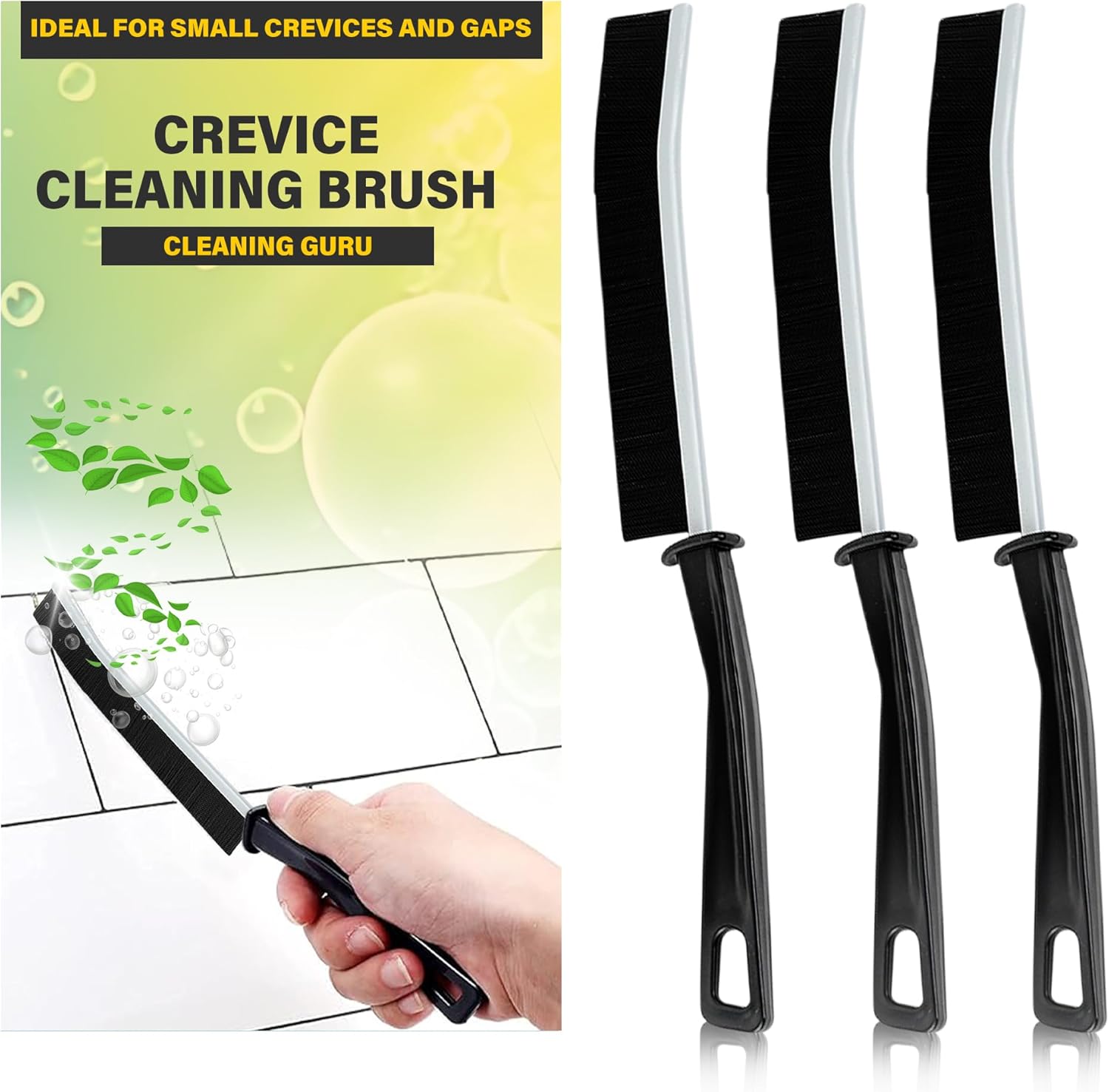 Hard Bristle Crevice Cleaning Brush 3 Pcs for Narrow Spaces