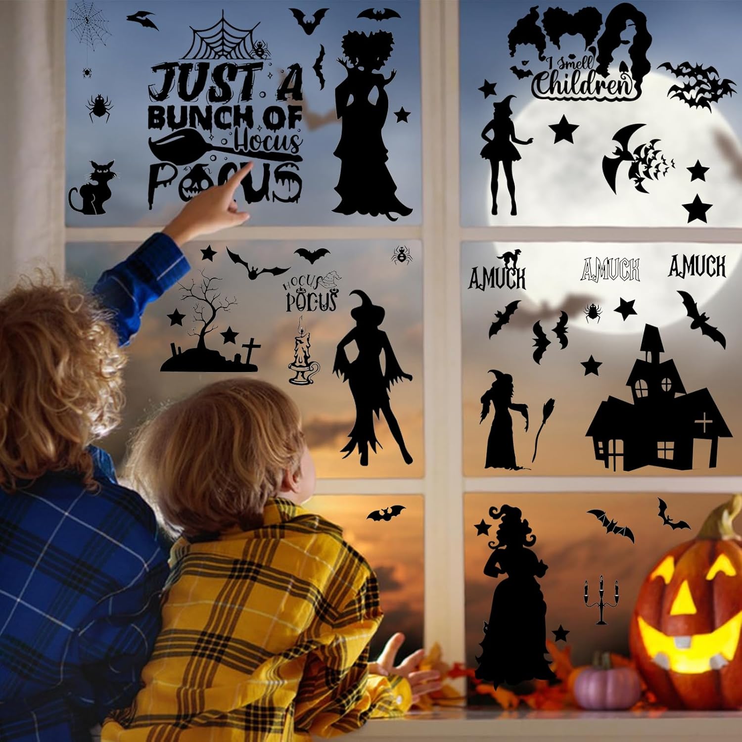 99PCS Halloween Window Stickers Silhouette Decorations