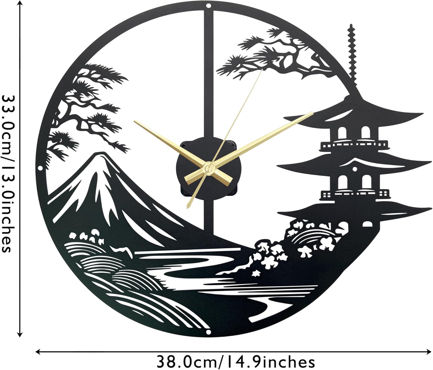 Japanese Wall Clock Unique Samurai Art Decor 15x13x14 Inches
