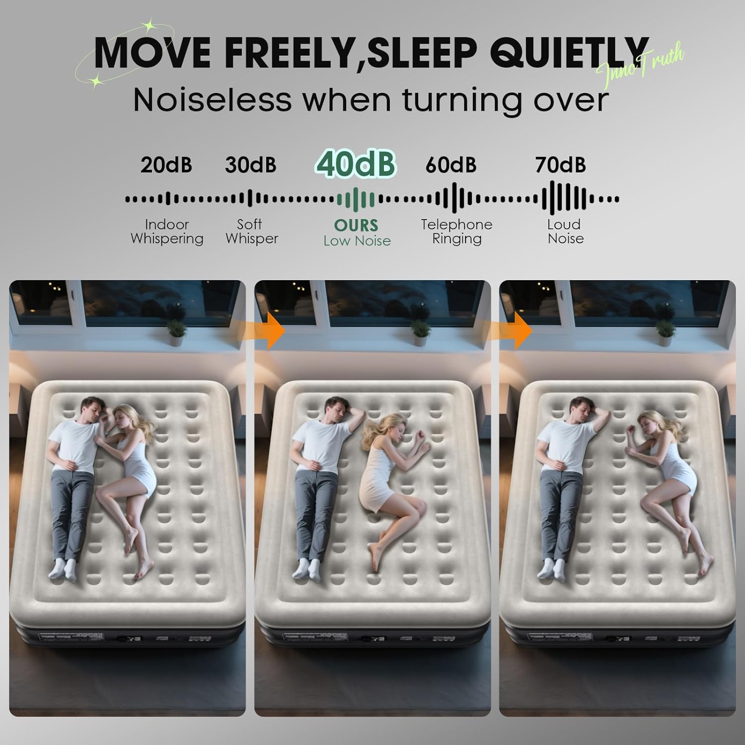 InnoTruth Queen Air Mattress with Built in Pump 18 Raised Colchones 650lb Capacity