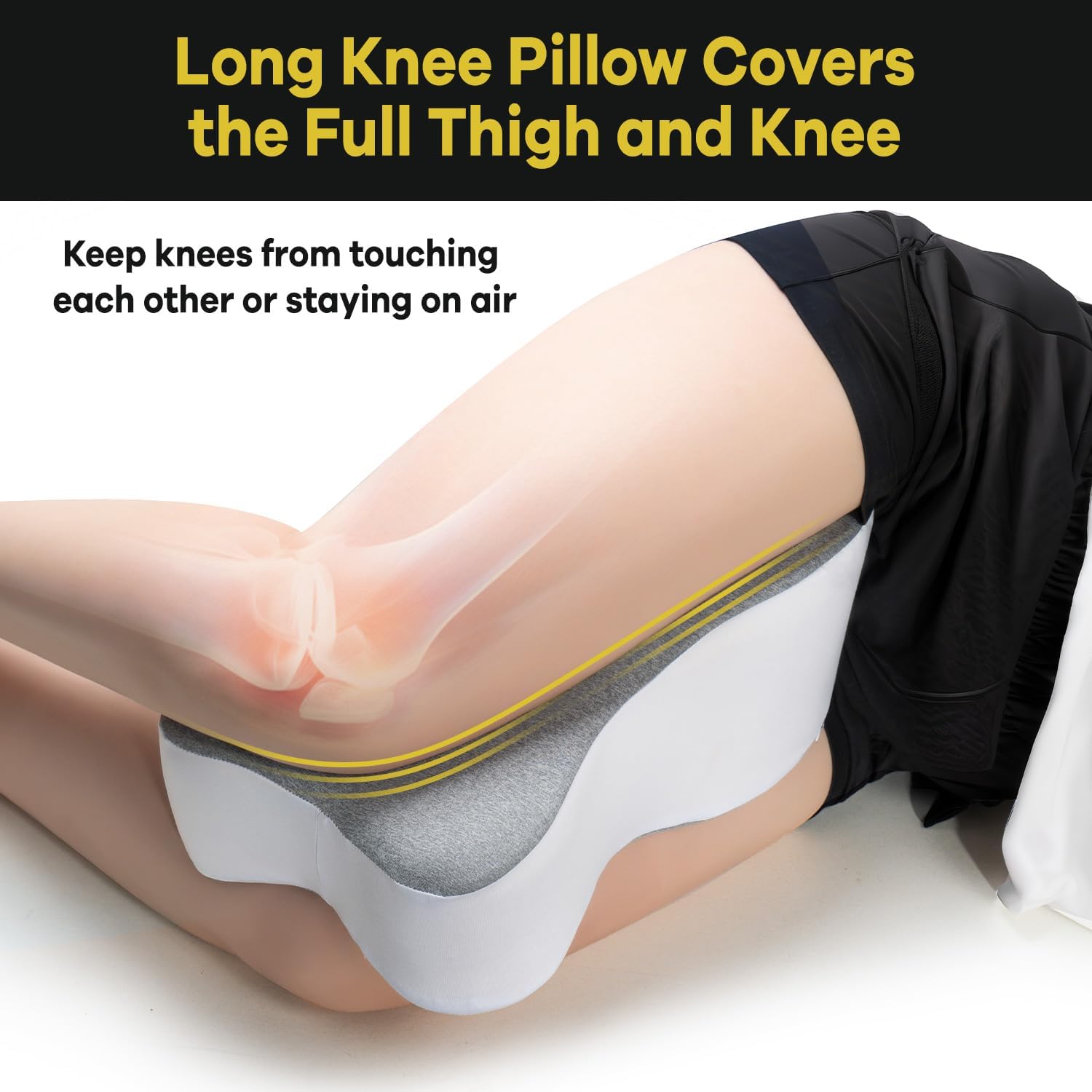 Long Knee Pillow for Side Sleepers Hip and Knee Support