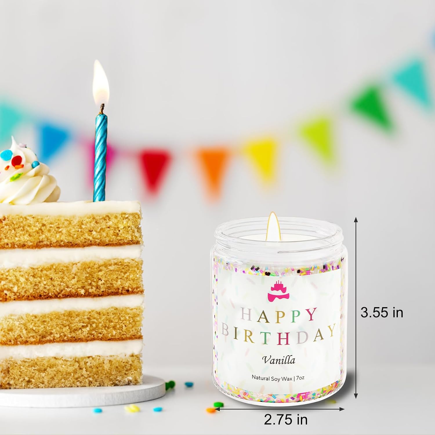 Lihome Happy Birthday Candle - Vanilla Scented Jar Candle