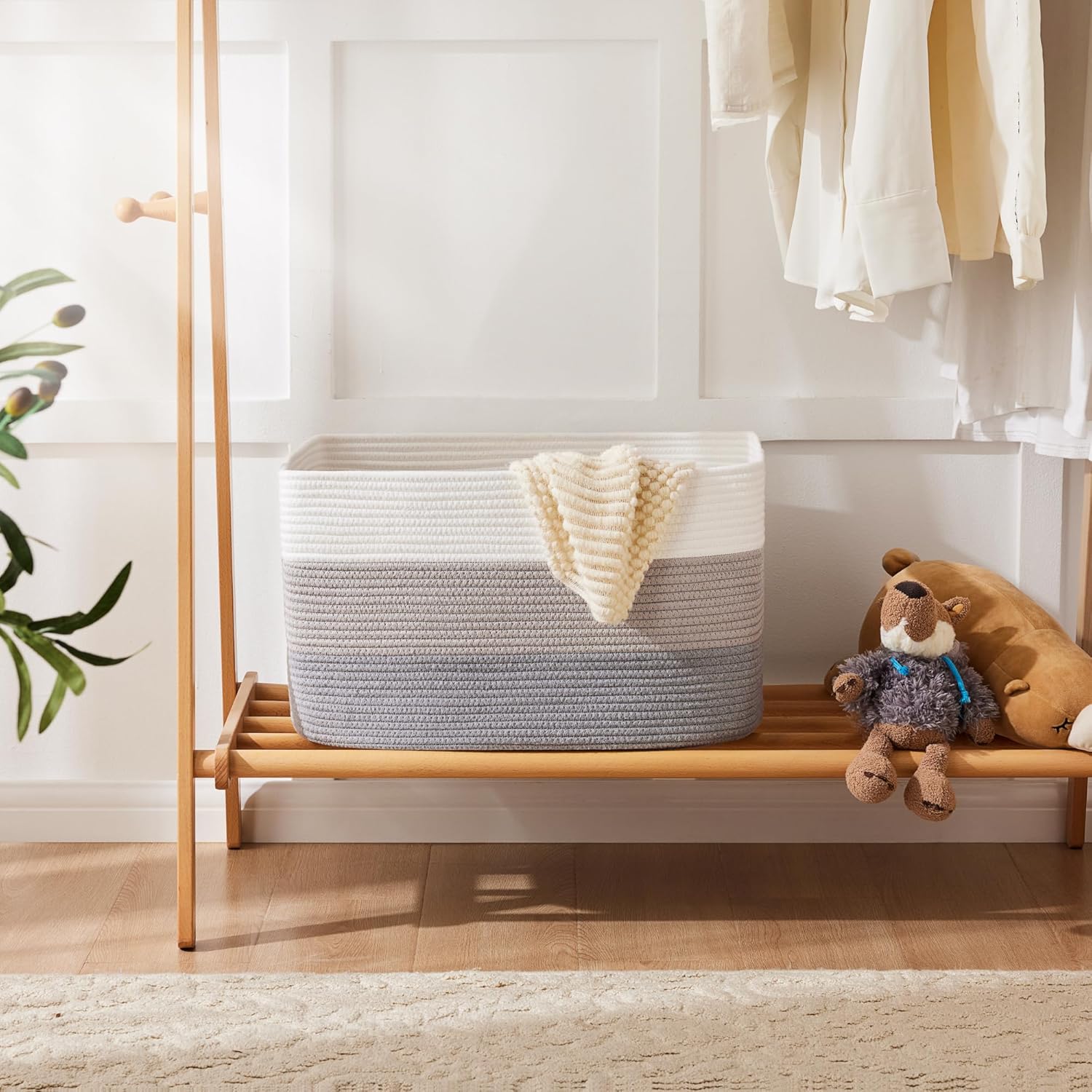 Artfeel Cotton Rope Laundry Basket with Storage