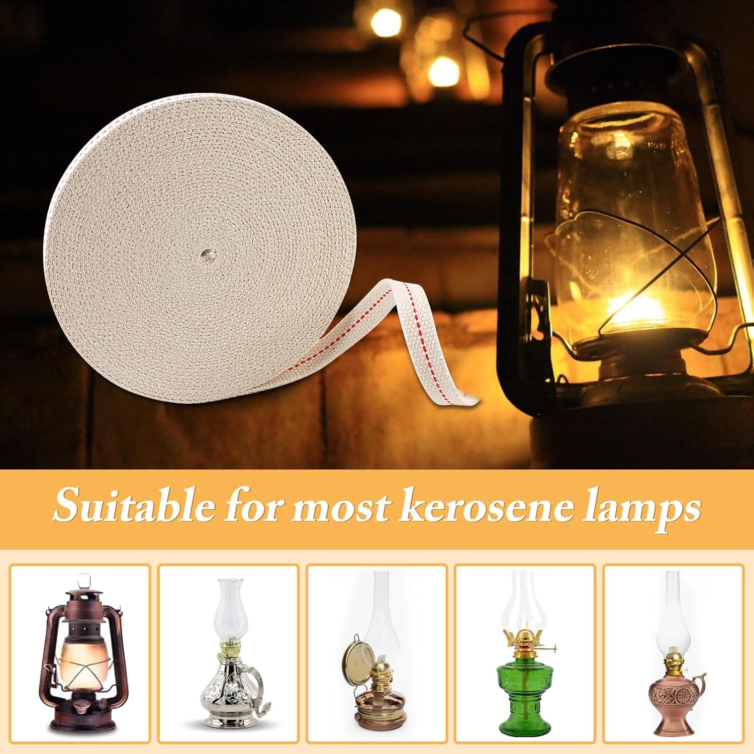 Ninsula 328 Feet Oil Lamp Wicks 12 Inch Wide Replacement Wicks