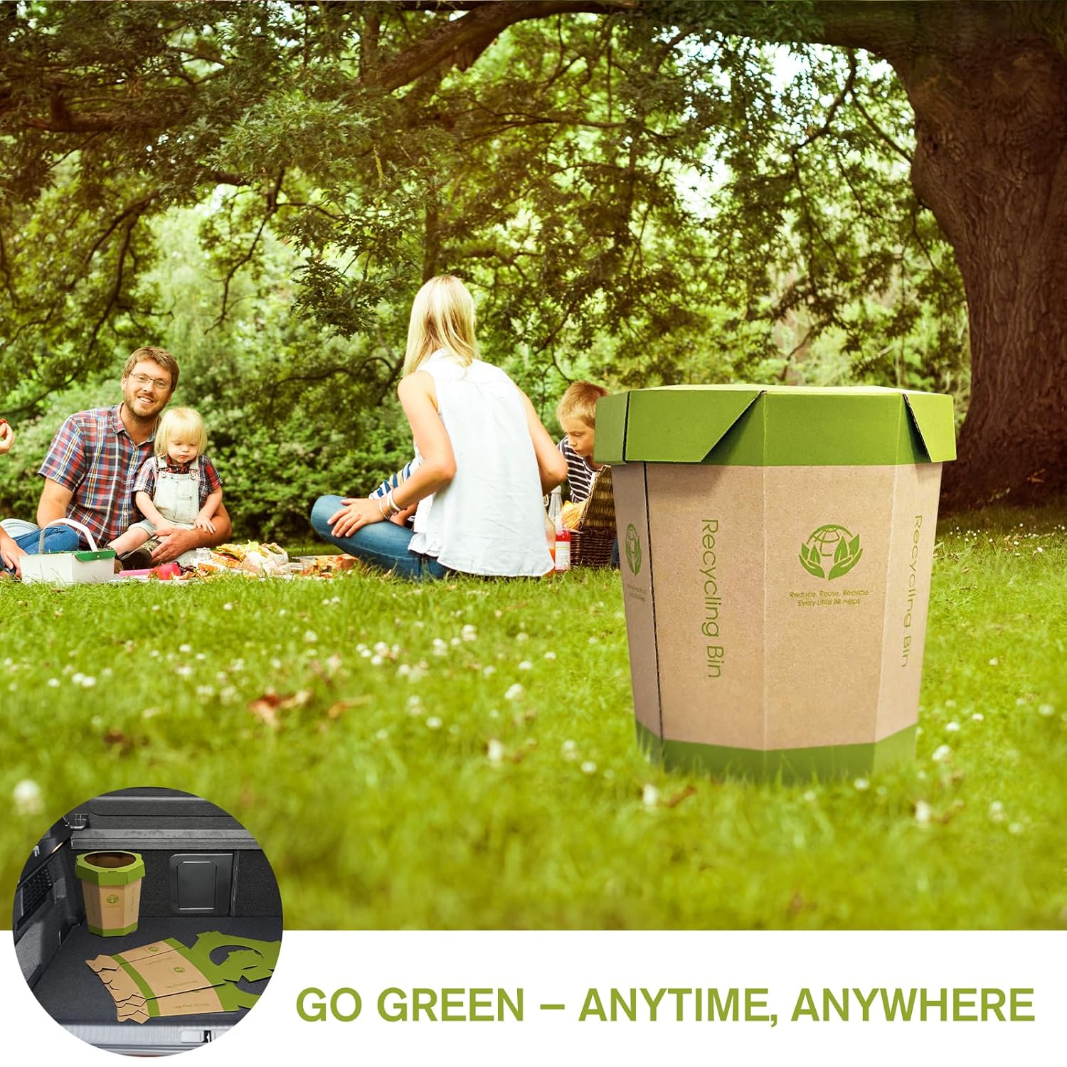 QIMATOP 5 Pack Cardboard Trash Cans 3 Gallon Reusable Foldable