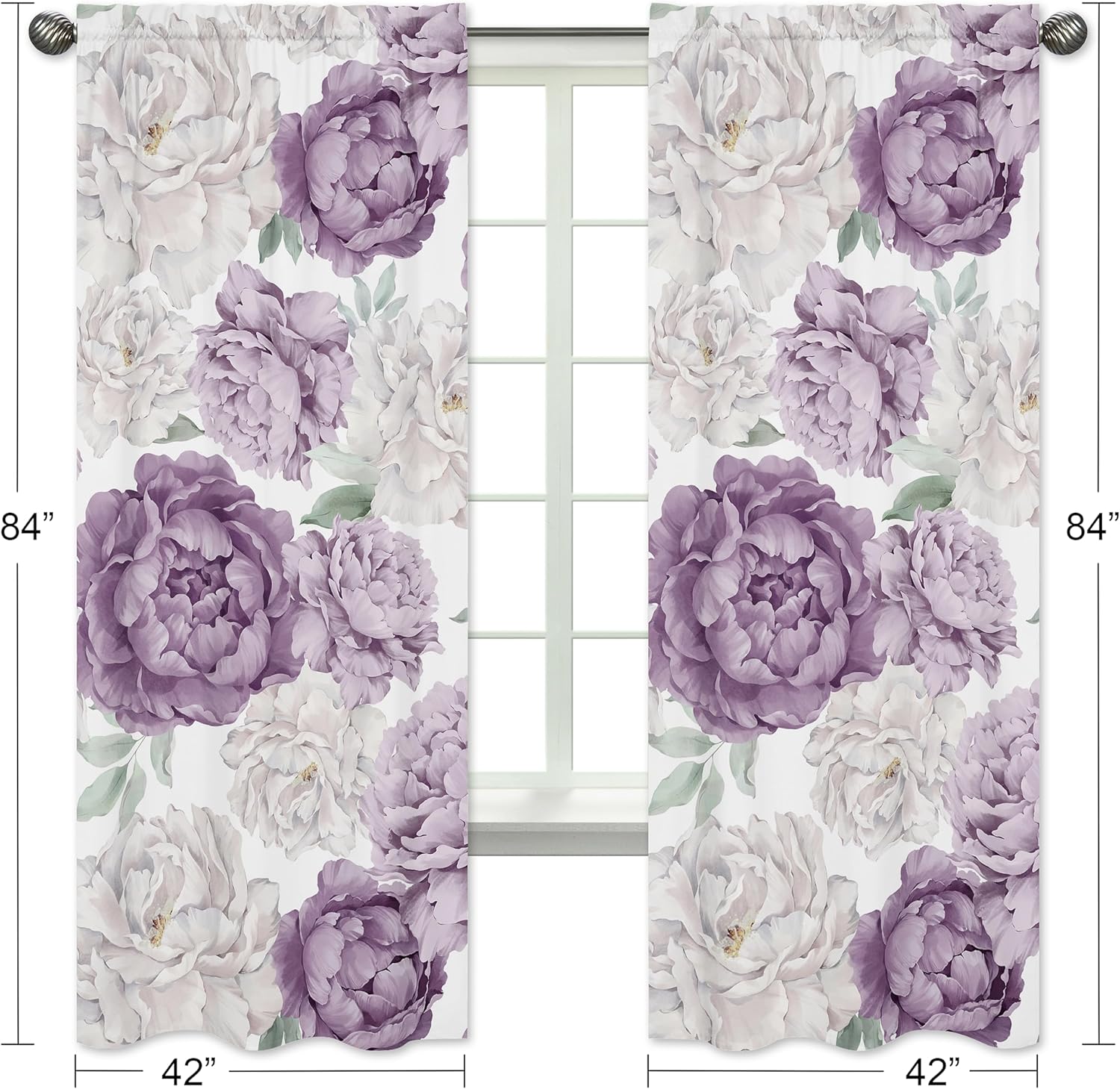 Sweet Jojo Designs Lavender Purple Boho Curtain Panels Set of 2