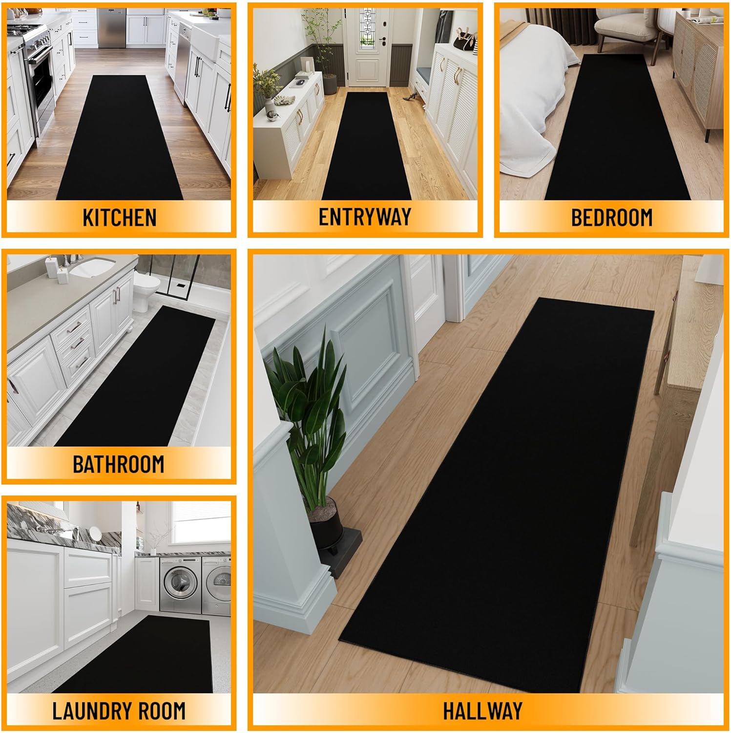 Ottomanson Hallway Runner Rug 27 x 910 Non Slip Solid Floor Carpet