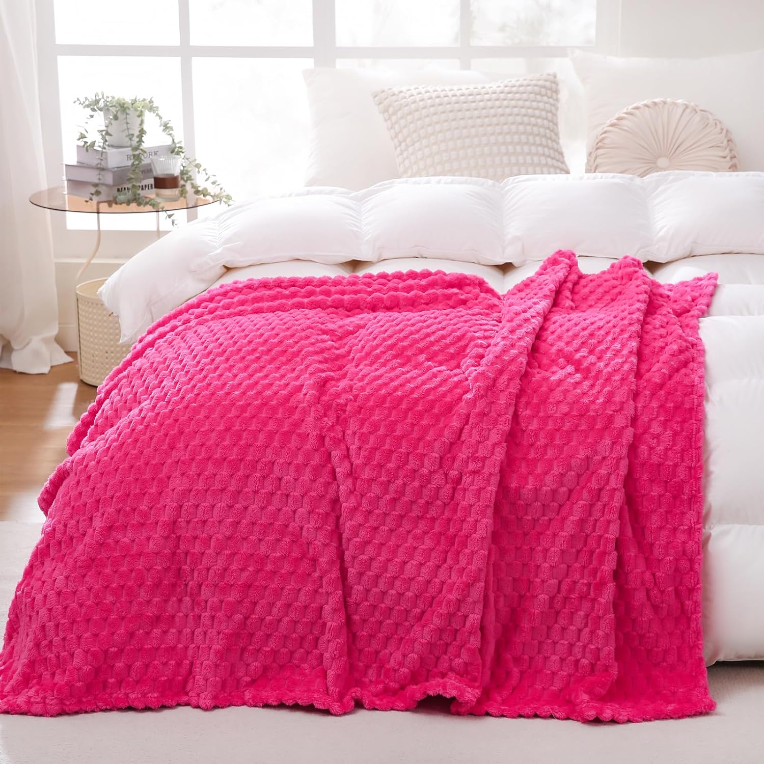 Puncuntex Hot Pink Throw Blanket 50x60 Inches