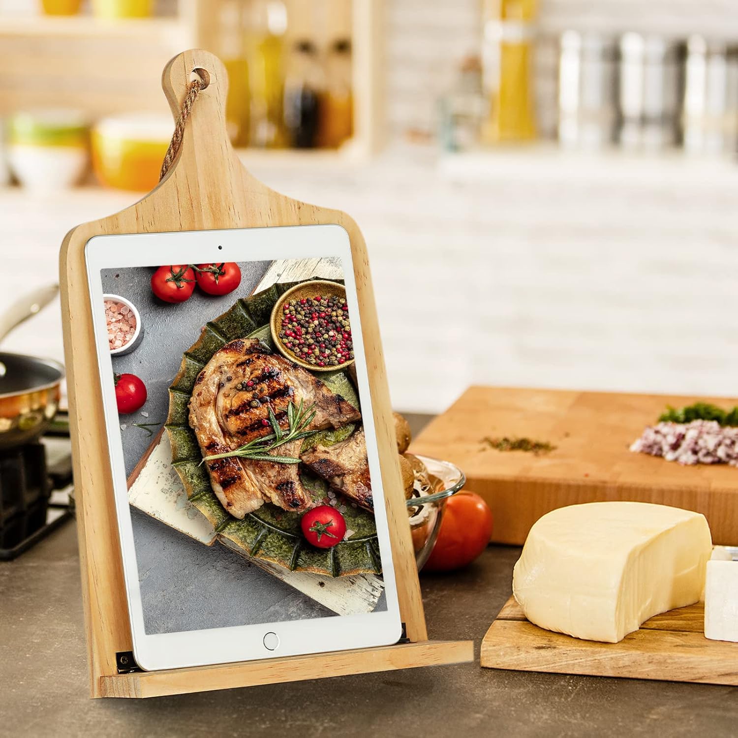 Stylish Cookbook Stand with Chalkboard Eraser