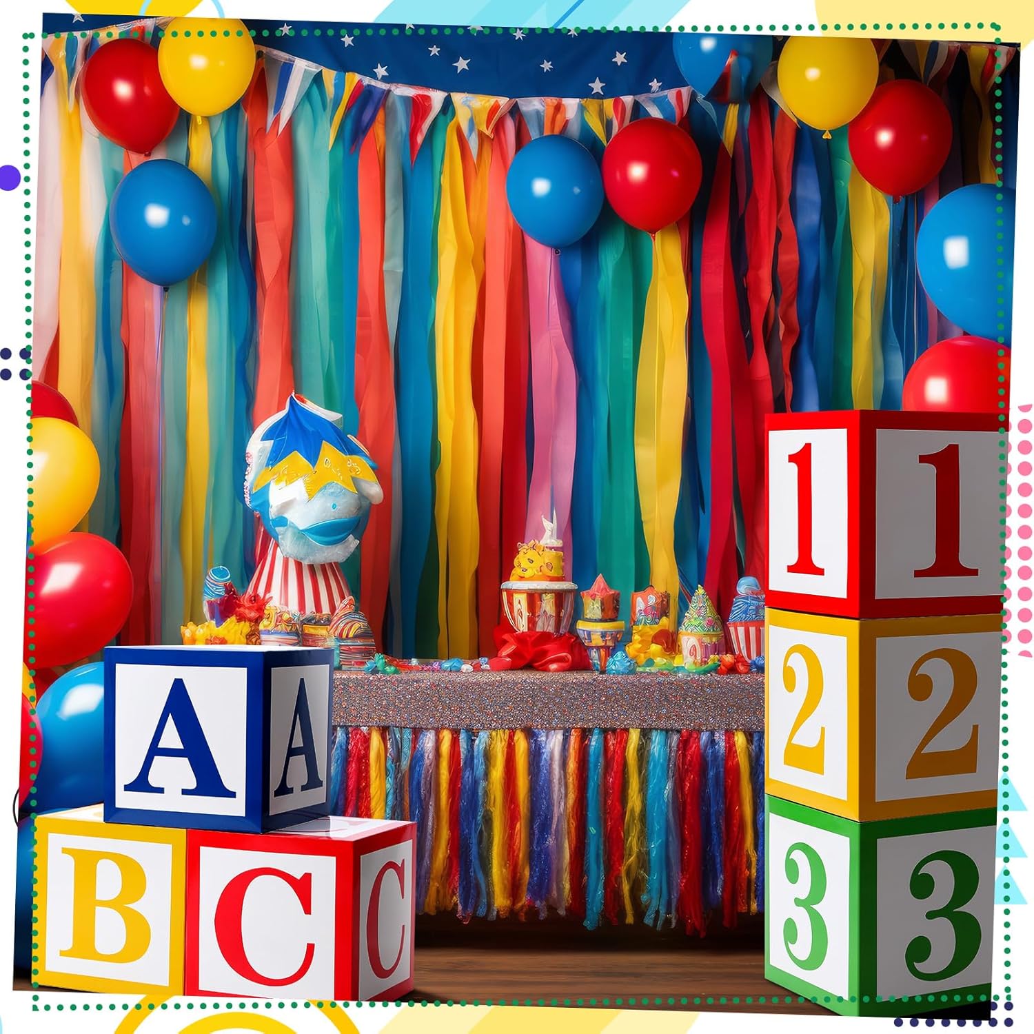 Kolldenn ABC 123 Party Decor Balloon Boxes Set
