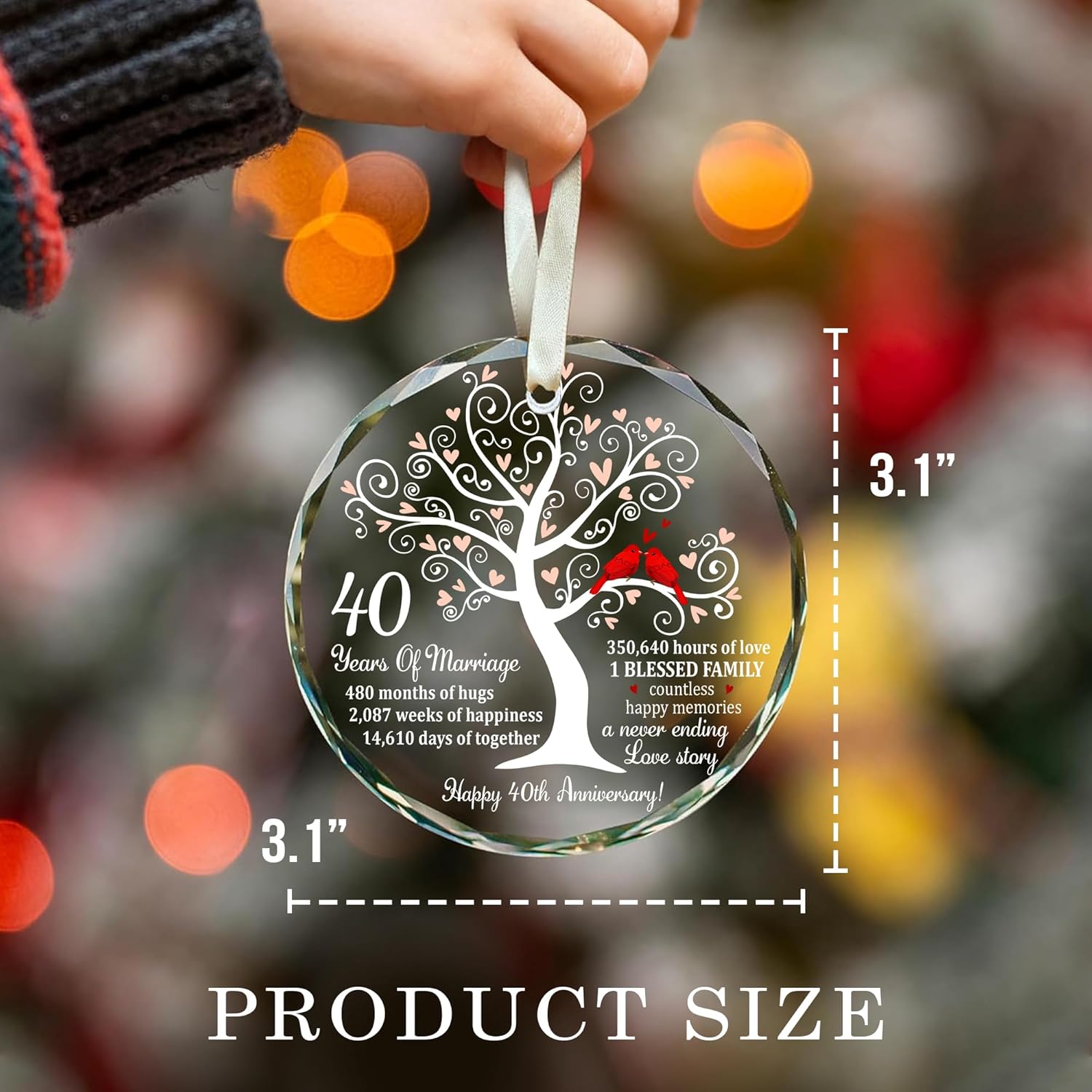 40th Wedding Anniversary Ruby Glass Ornament