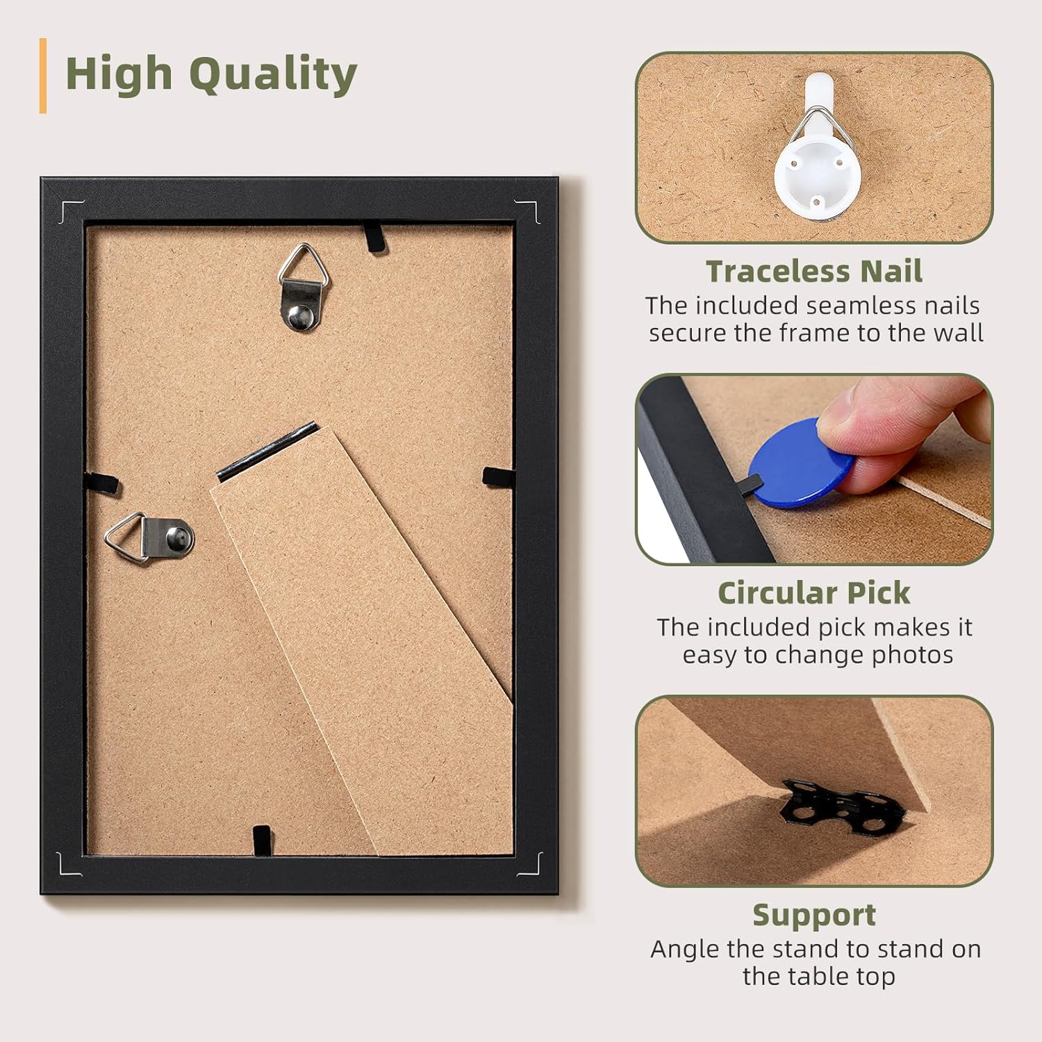 HappyHapi 4x6 Picture Frame Set of 10 Black