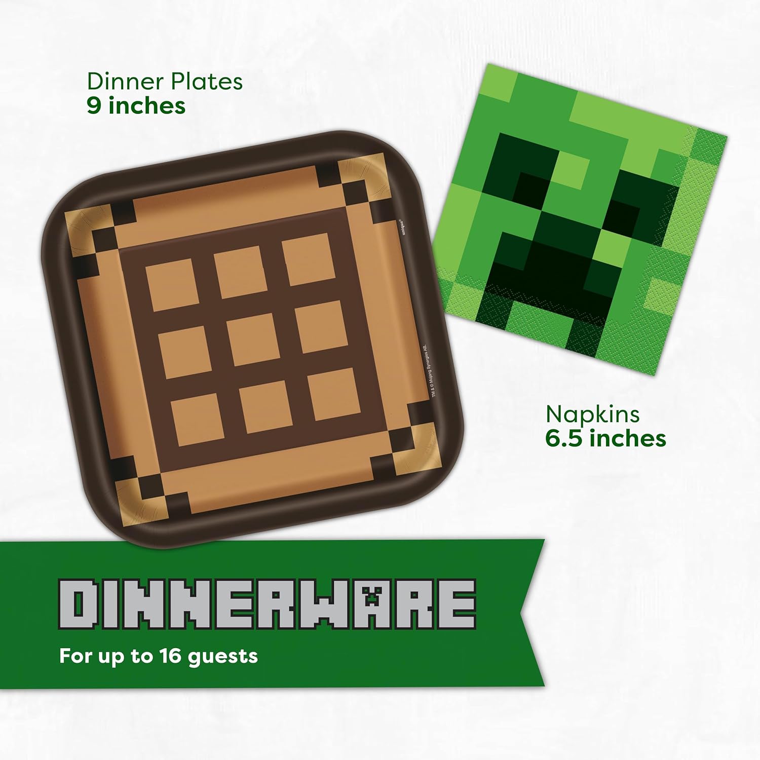 Minecraft Birthday Decorations Set for 16 Guests