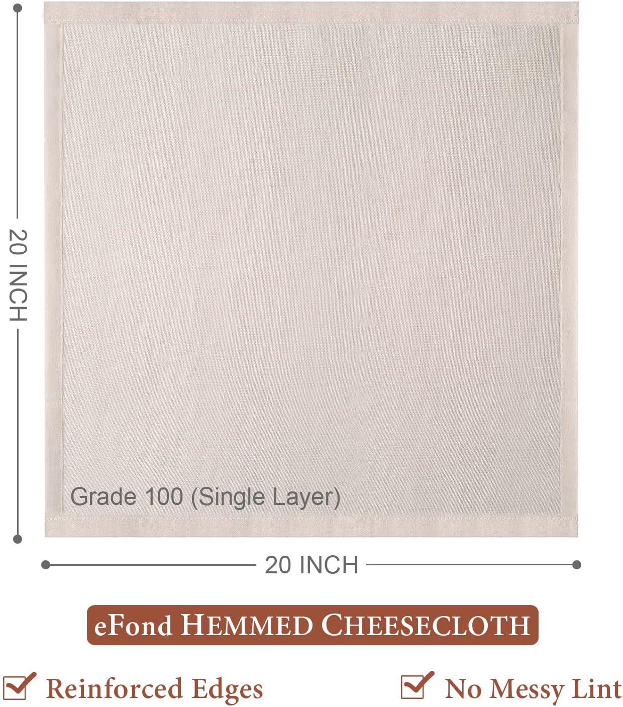 eFond Cheese Cloths 12 PCS 20x20 Inch Grade 100 Hemmed
