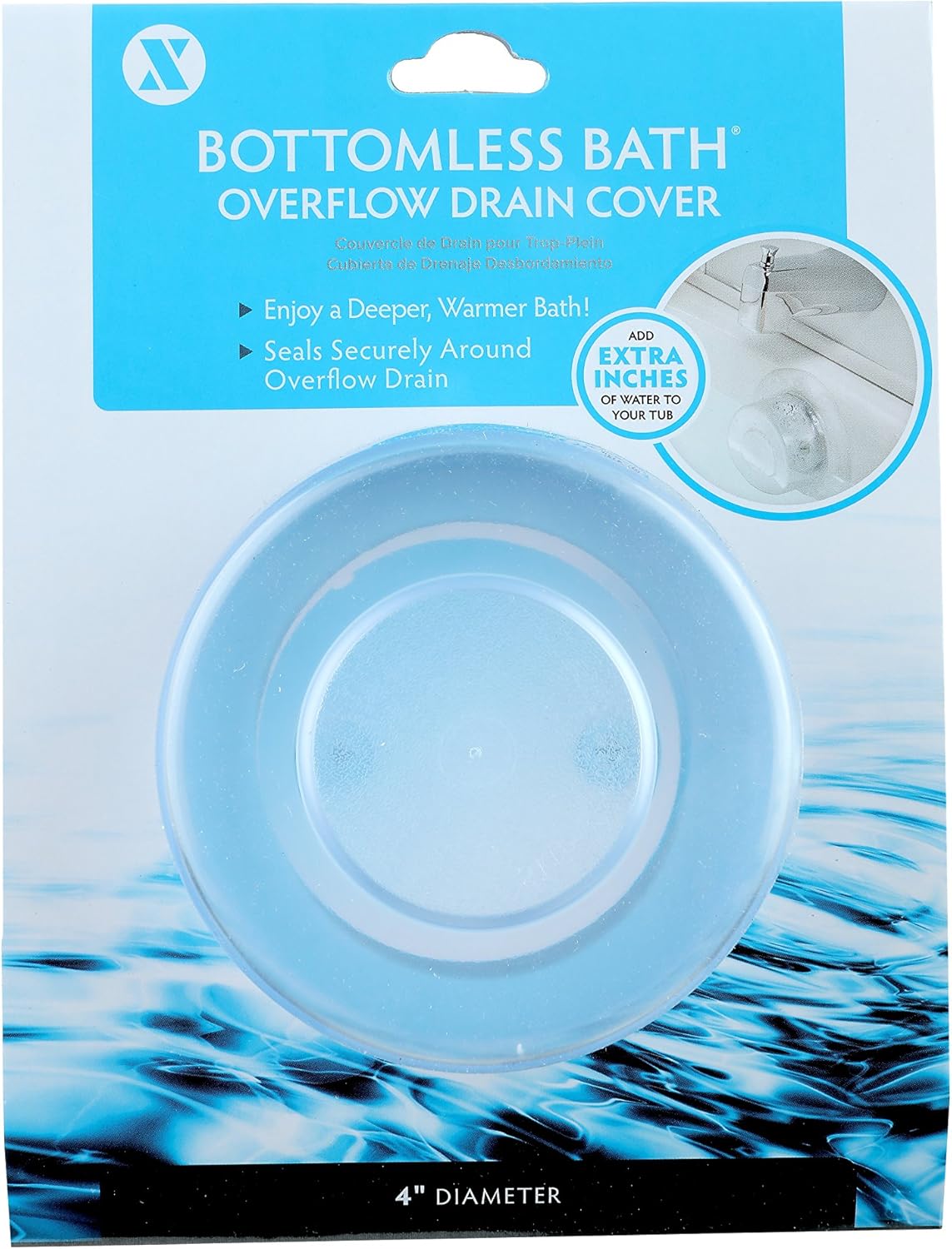 SlipX Solutions Bottomless Bath Overflow Drain Cover