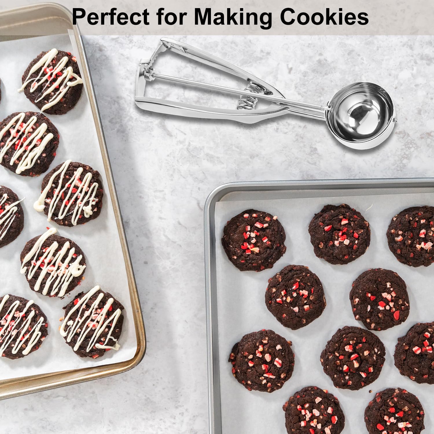 Cookie Scoop Set of 3 Silver Large Medium Small