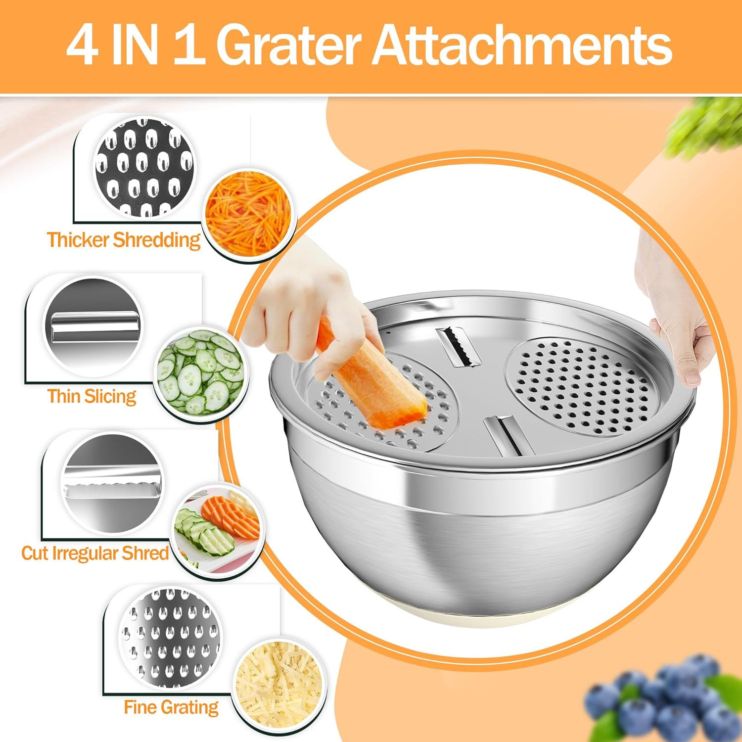 Nicdiet 3-Piece Stainless Steel Mixing Bowls with Airtight Lids