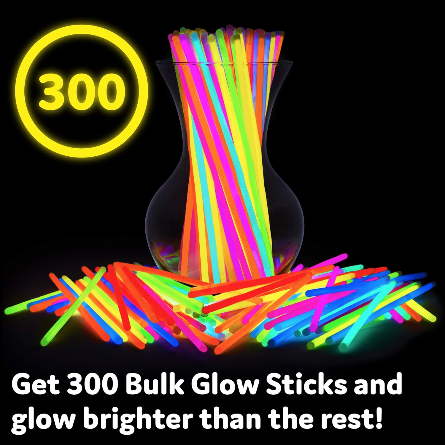 PartySticks 300 Ultra Bright Glow Sticks Jewelry Bulk Party Favors