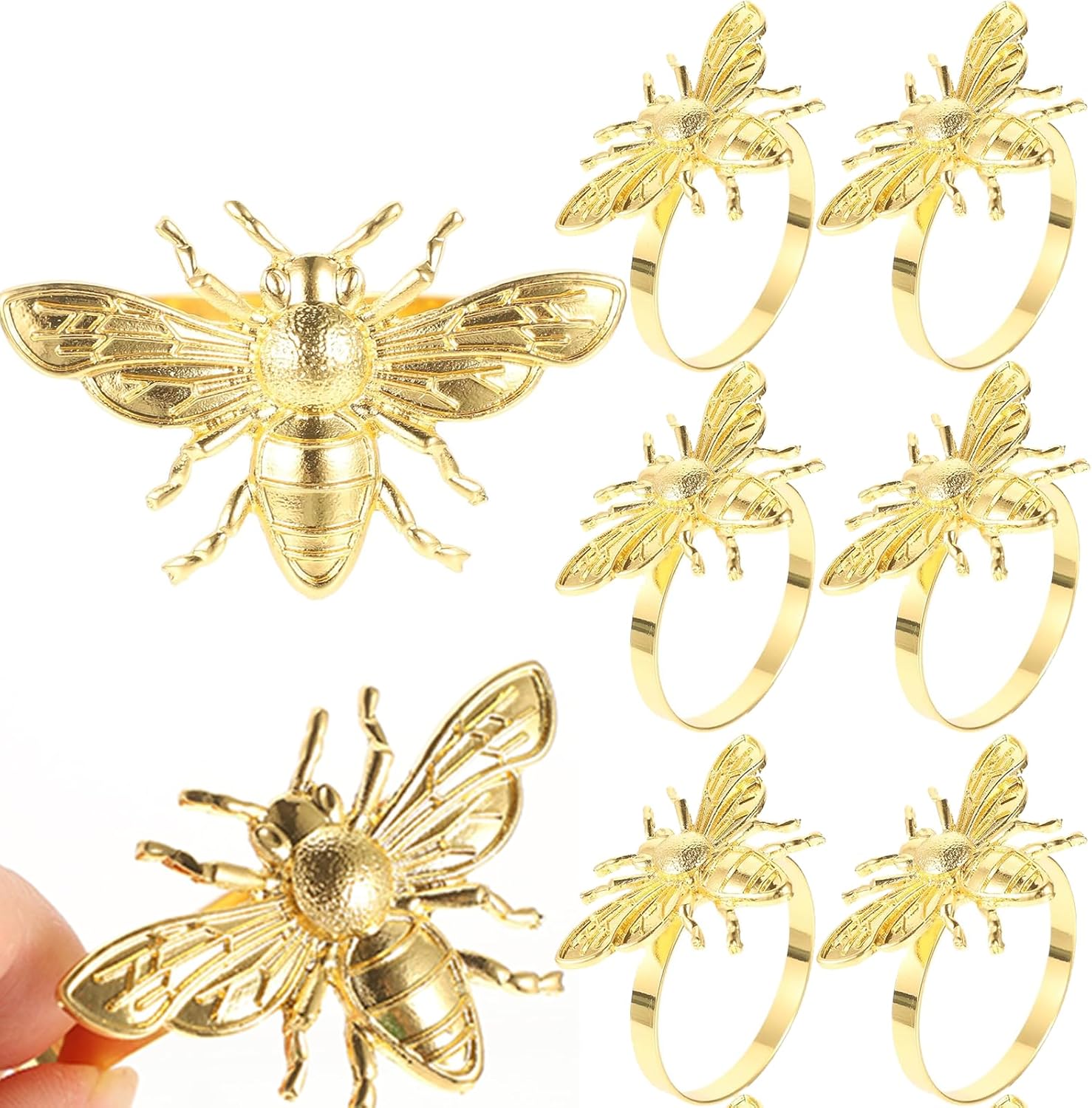 6pcs Gold Bee Napkin Rings Table Setting Decor
