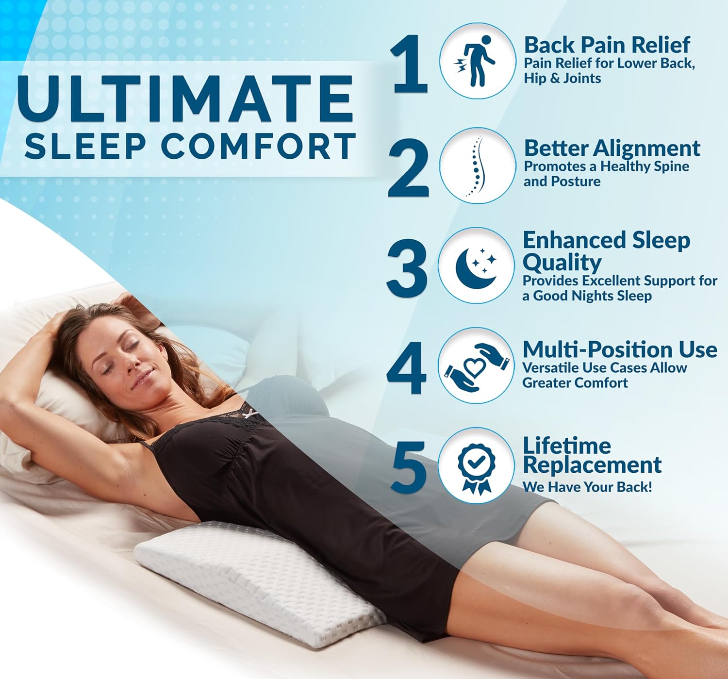 ComfiLife Lumbar Support Pillow for Back Pain Relief White Standard