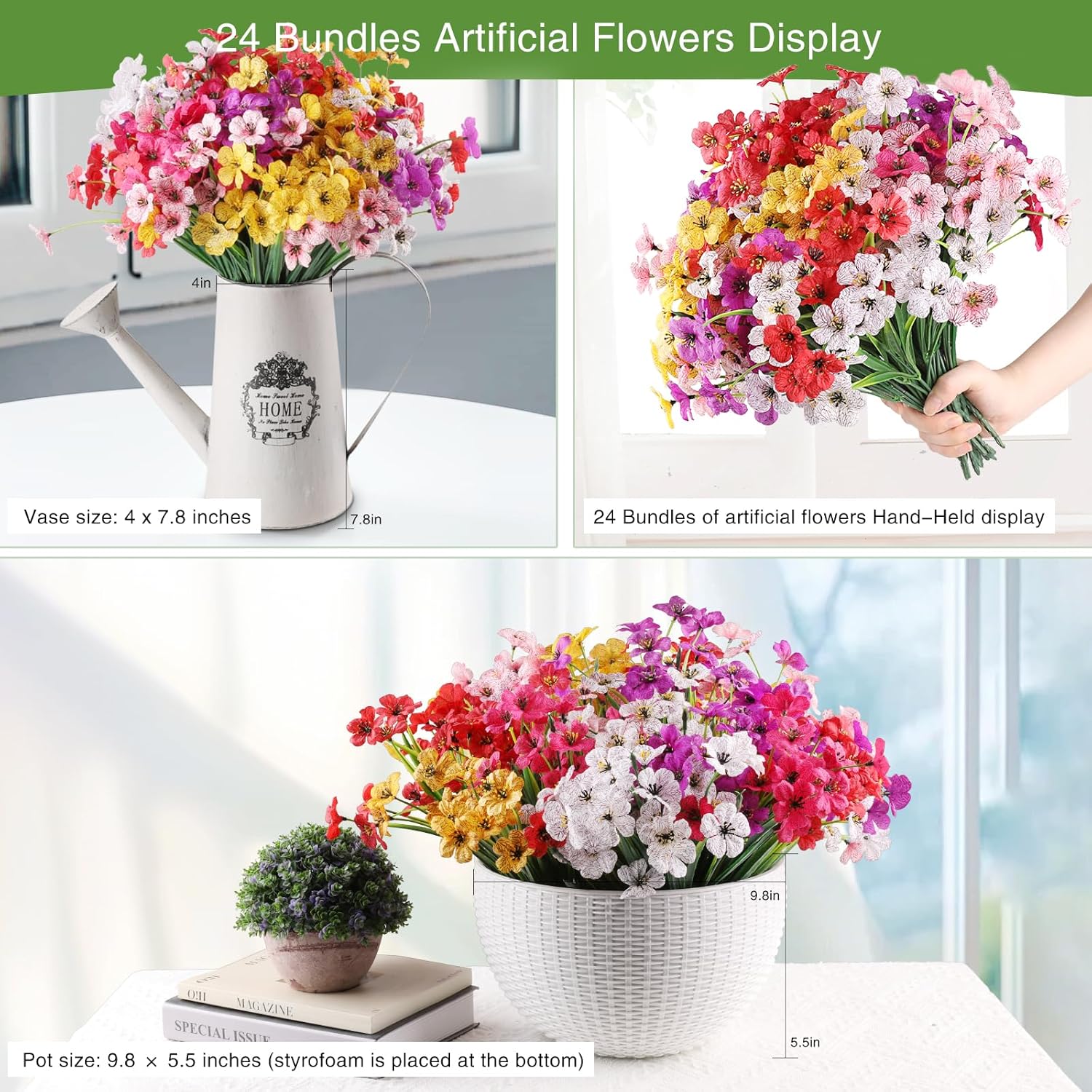 AGIRL 24 Bundle Artificial Flowers for Home and Garden
