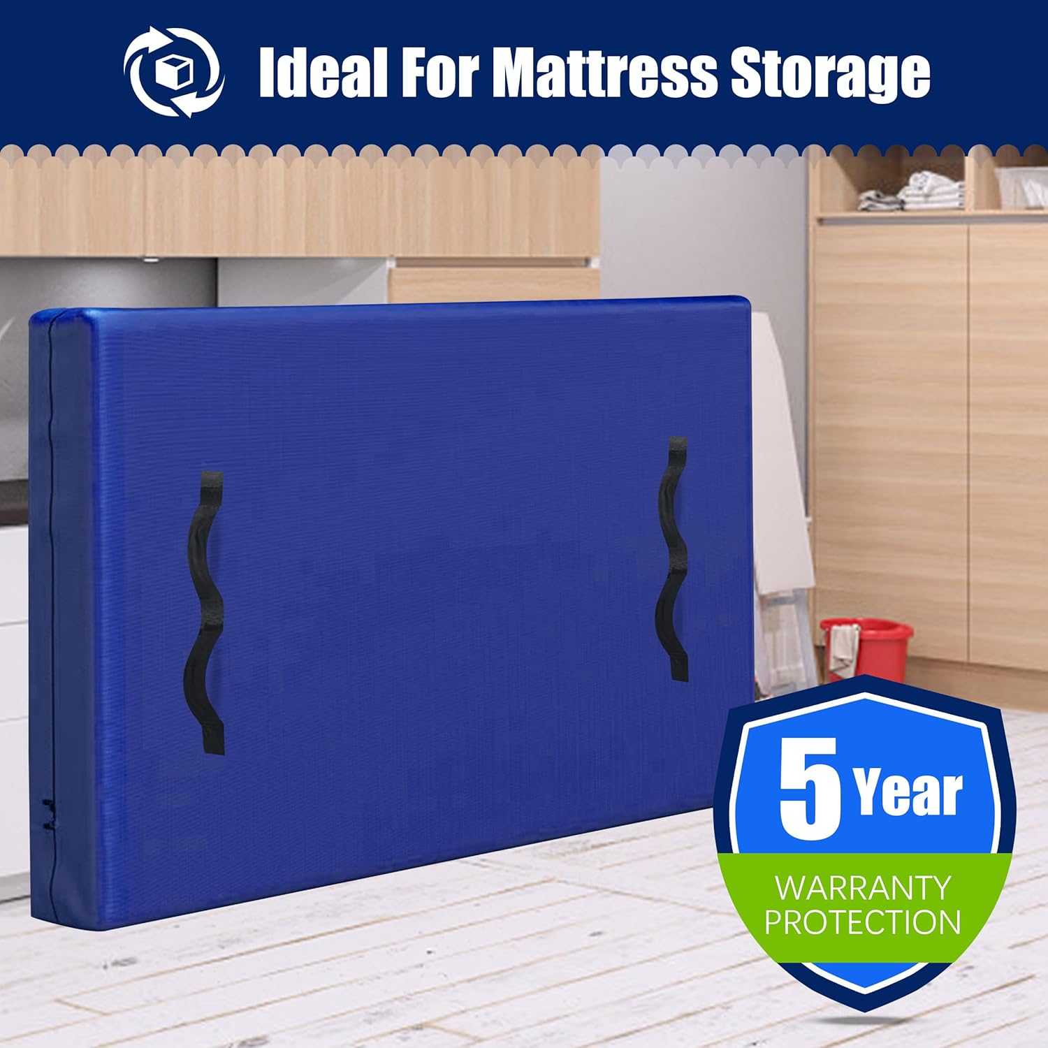 Cosy Family Mattress Encasement with 8 Handles - Queen Size Blue
