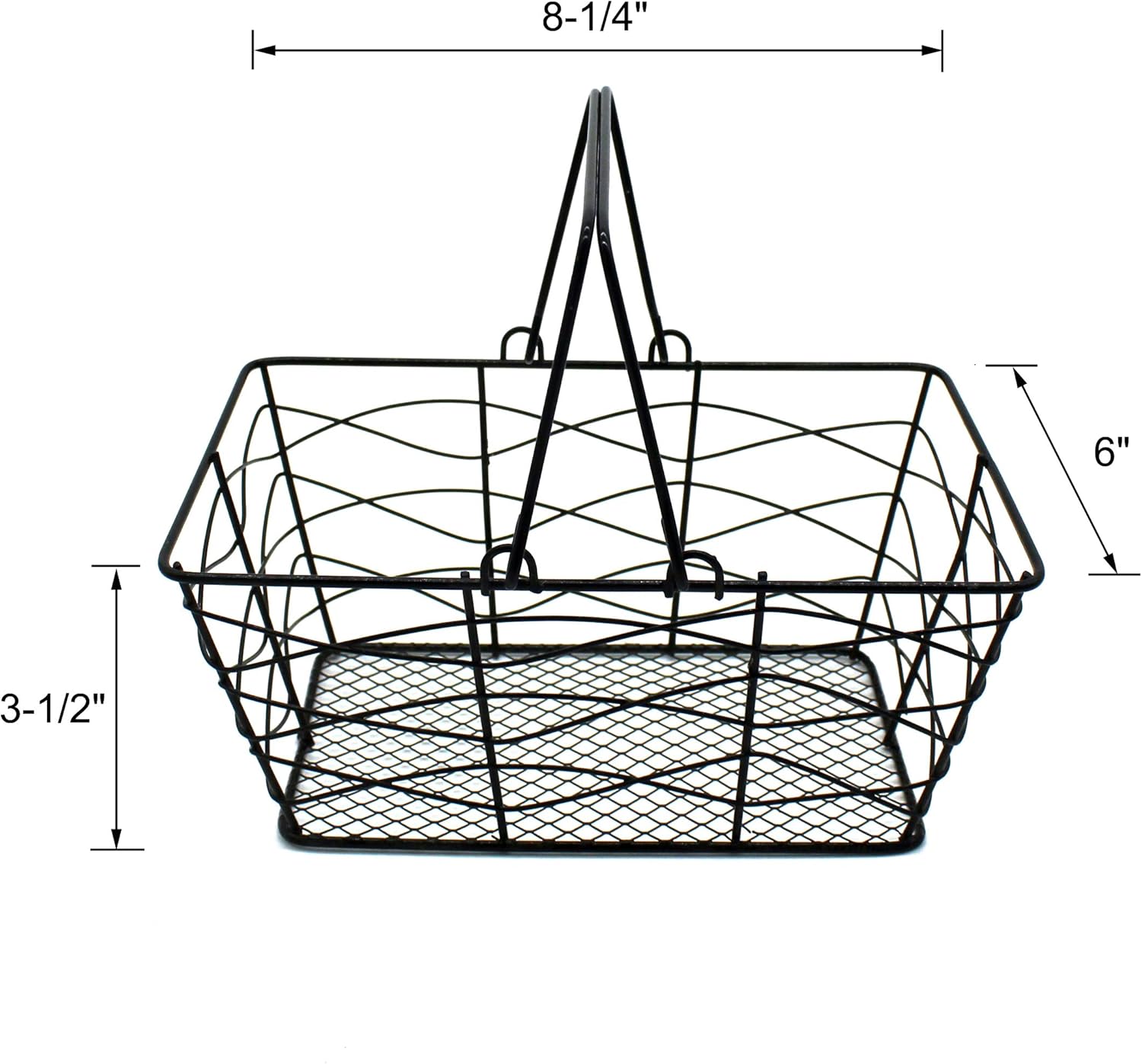 CVHOMEDECO Metal Wire Fruit Baskets Set of 2 Black Rustic Oval