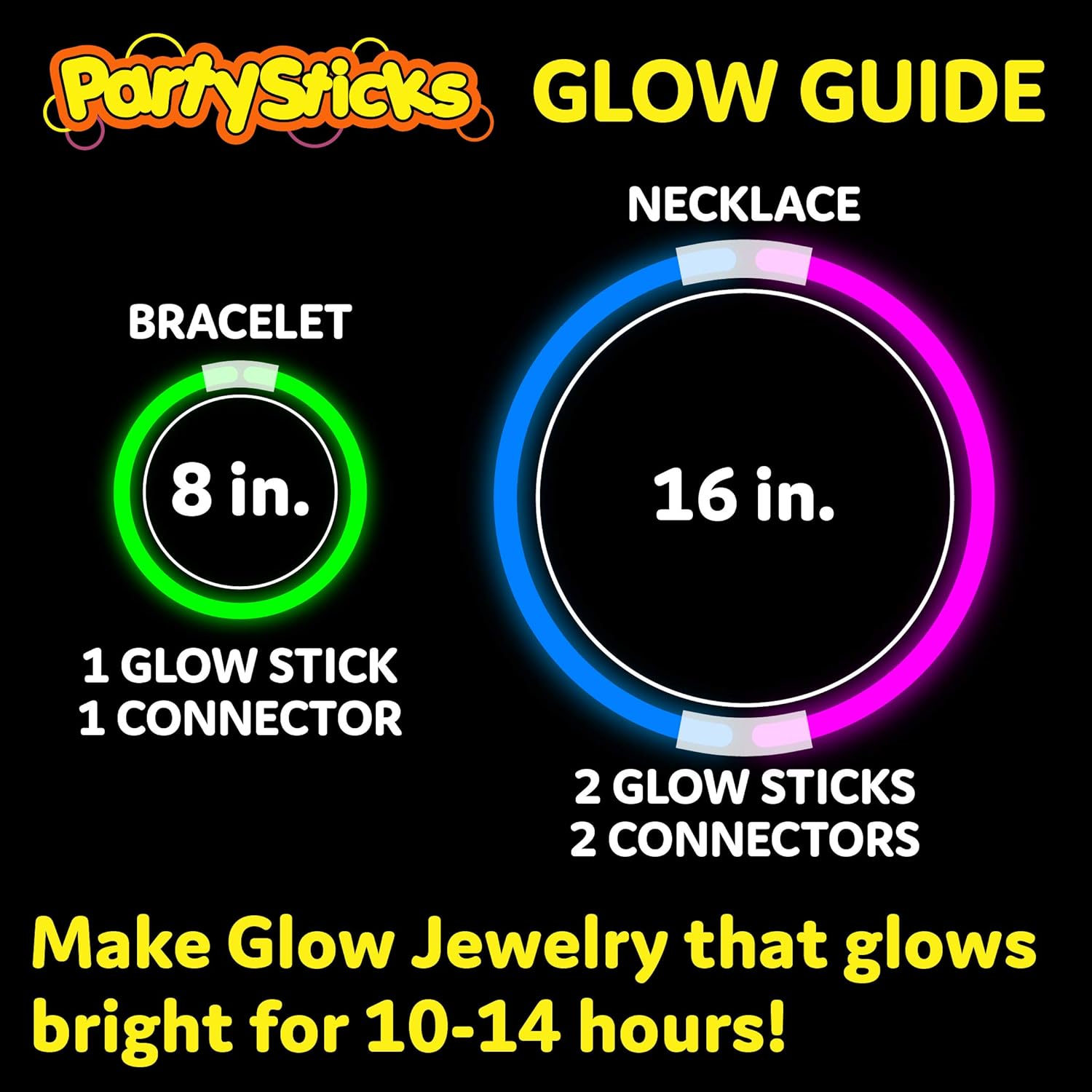 PartySticks 300 Ultra Bright Glow Sticks Jewelry Bulk Party Favors