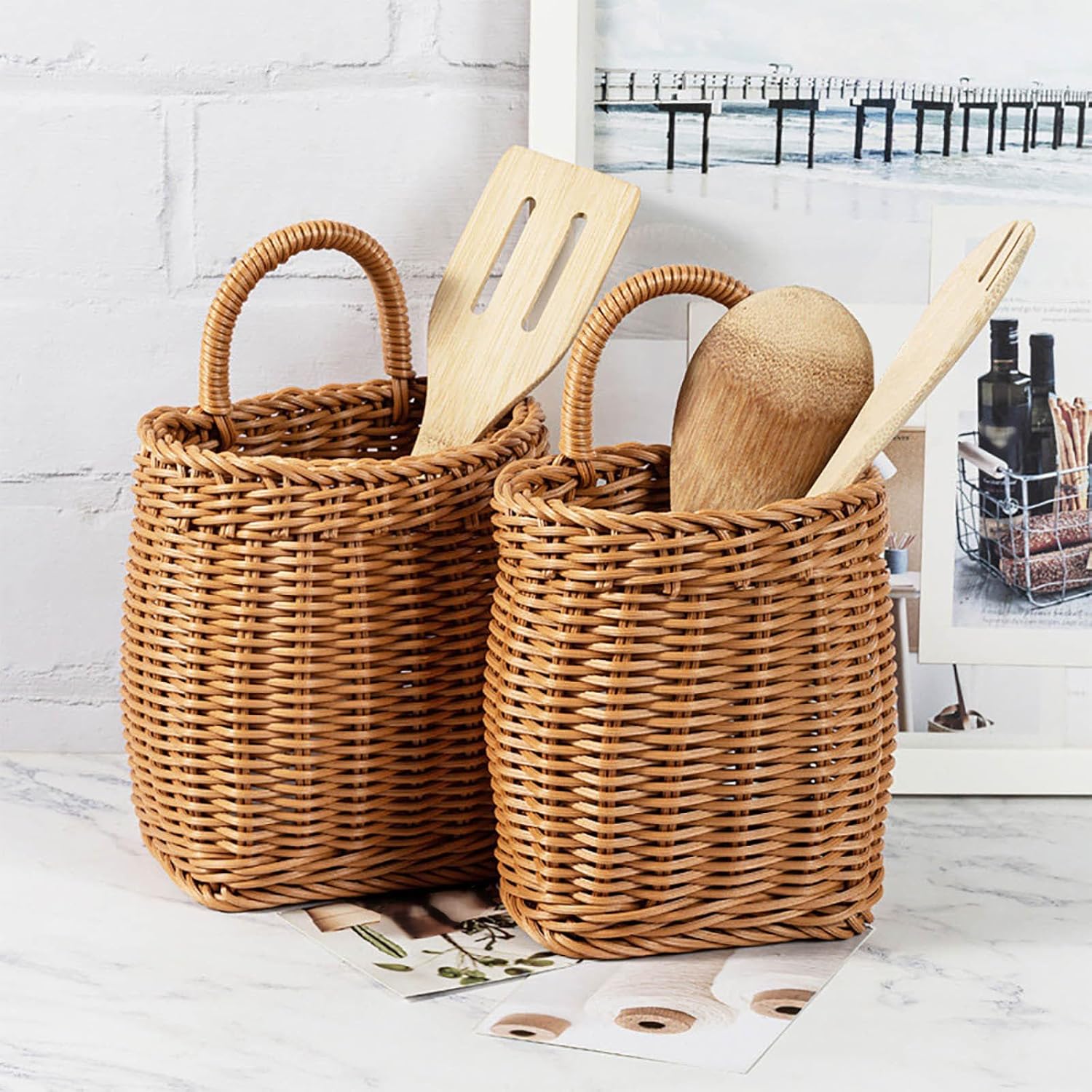 Hanging Wicker Basket for Home Kitchen Storage