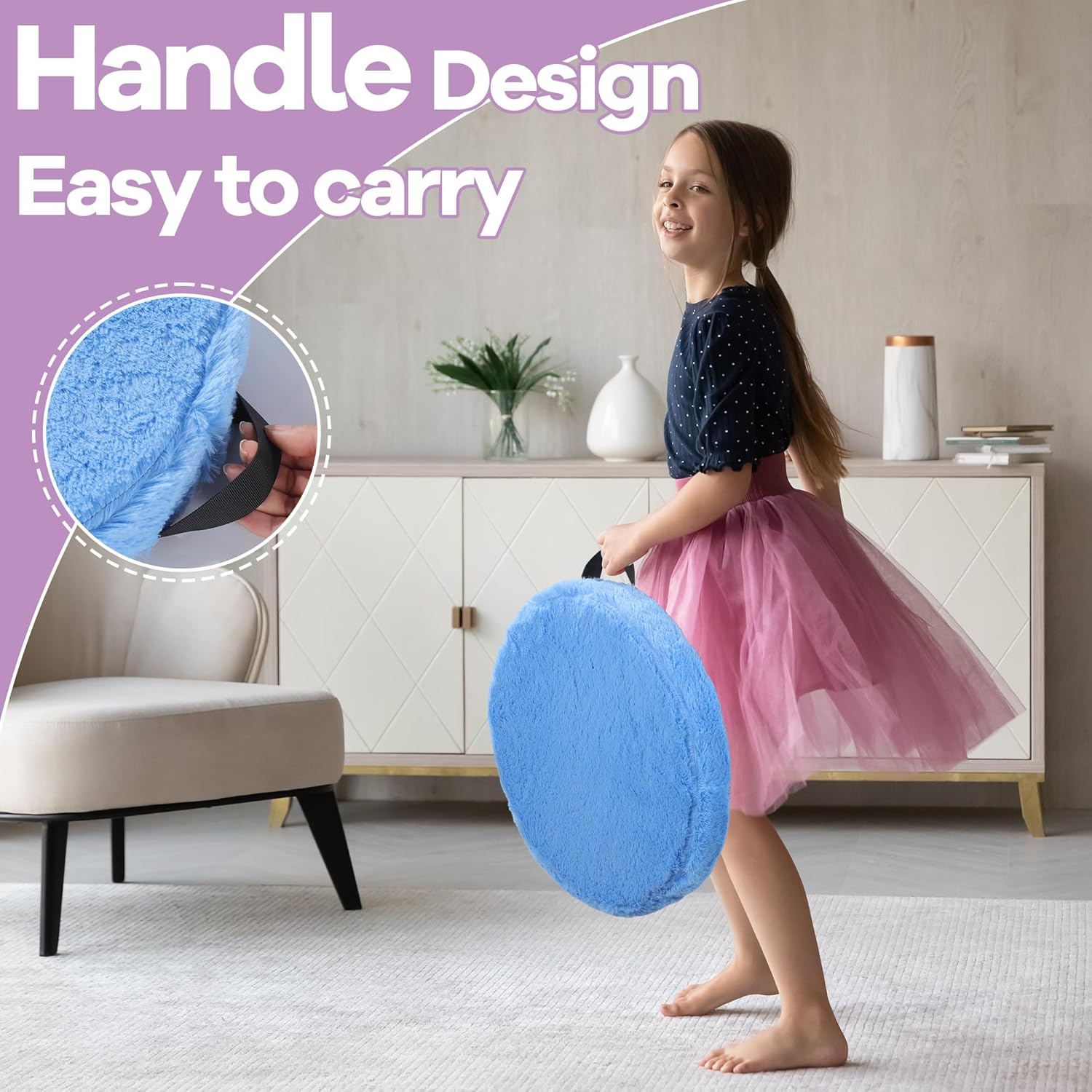 HOMBYS 6-Piece Furry Floor Cushion Set for Kids