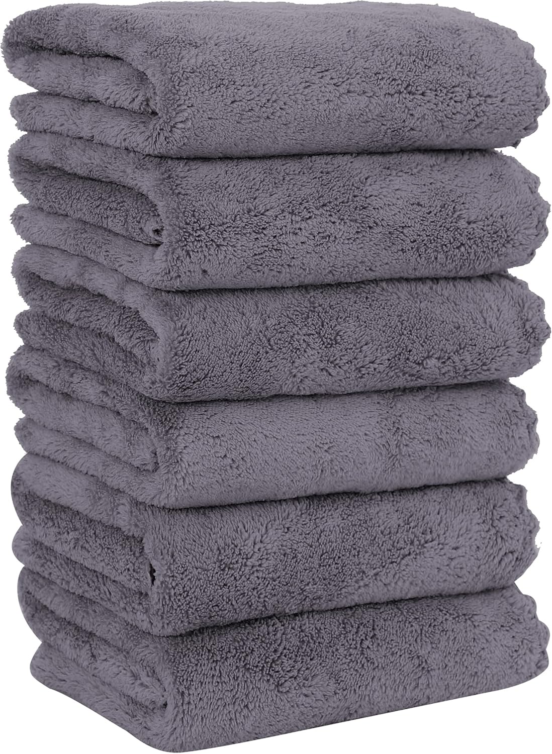MOONQUEEN 6 Pack Hand Towels Gray 16x28 Inches