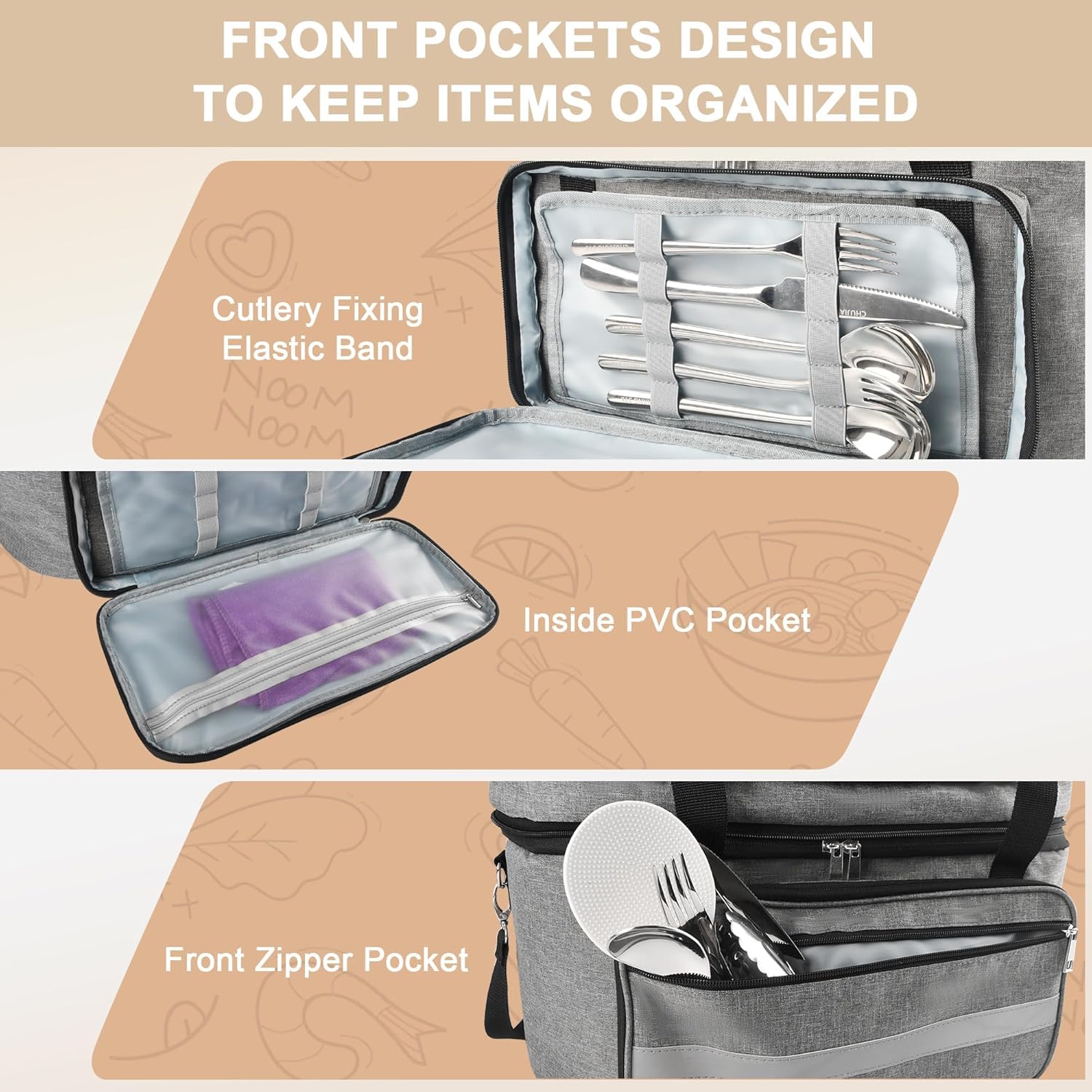 Double Layer Slow Cooker Carrying Bag with Insulated Lining and Adjustable Straps