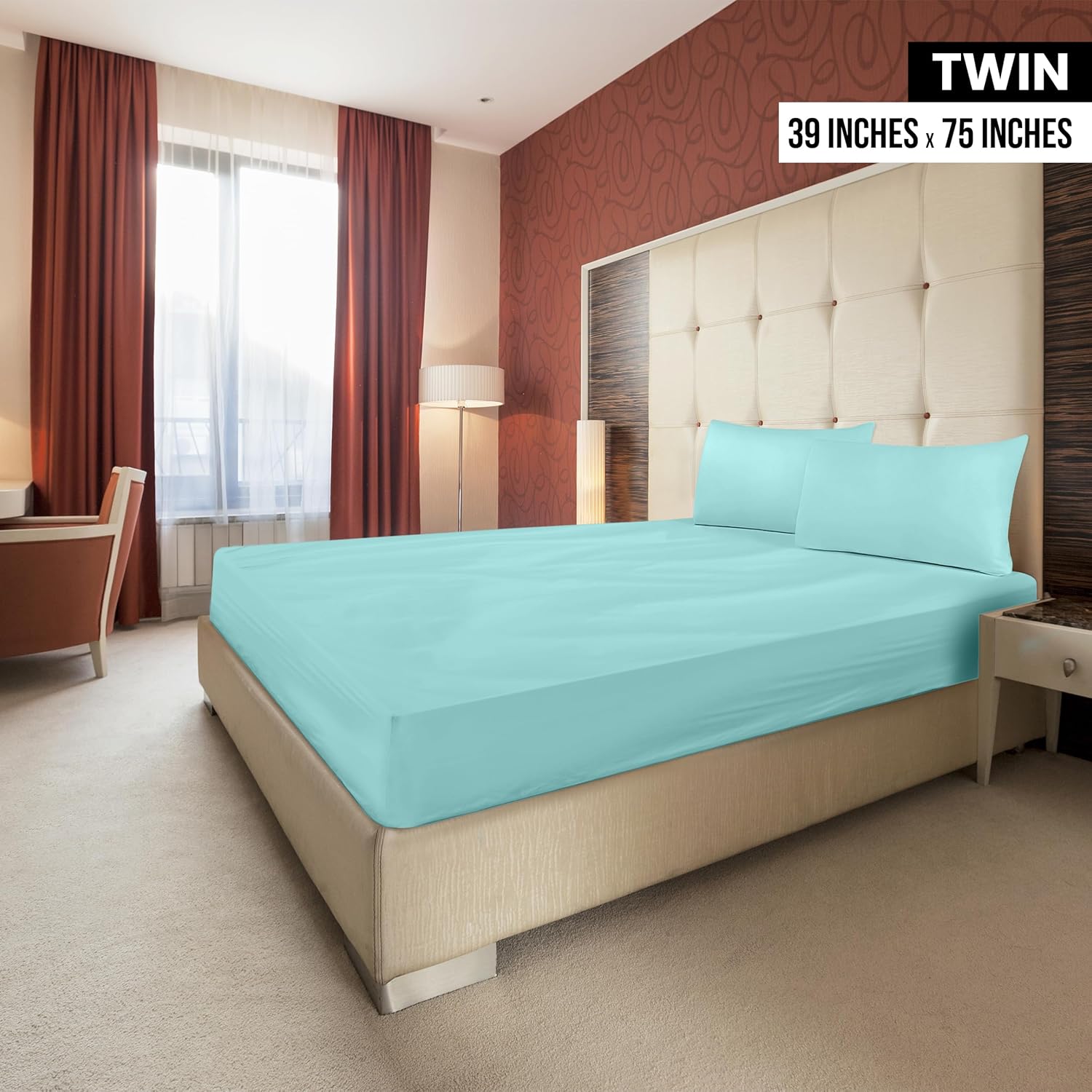 Utopia Bedding Twin Fitted Sheet Spa Blue