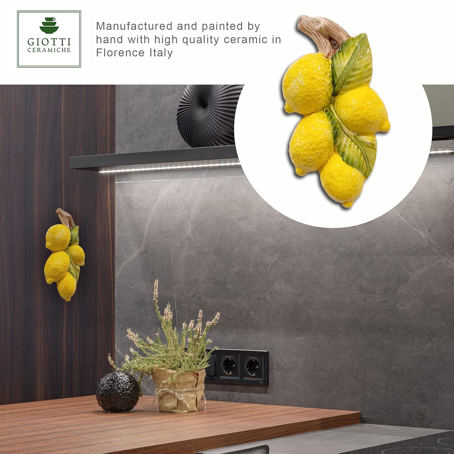 Italian Ceramic Lemons Wall Decoration for Kitchen